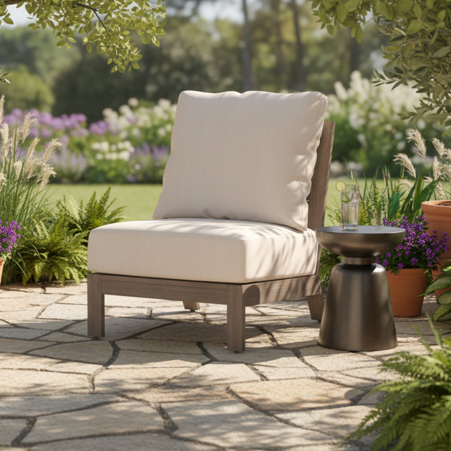 Sunset West Laguna Canvas Natural Outdoor Armless Club