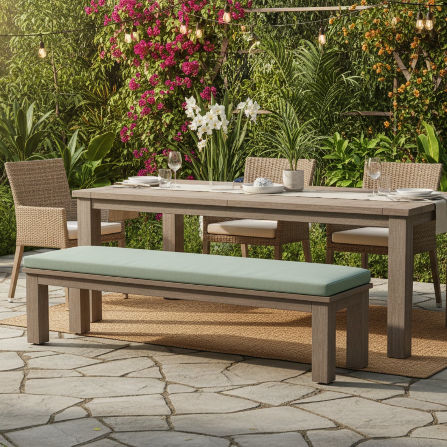 Sunset West Laguna Cast Mist Outdoor Dining Bench