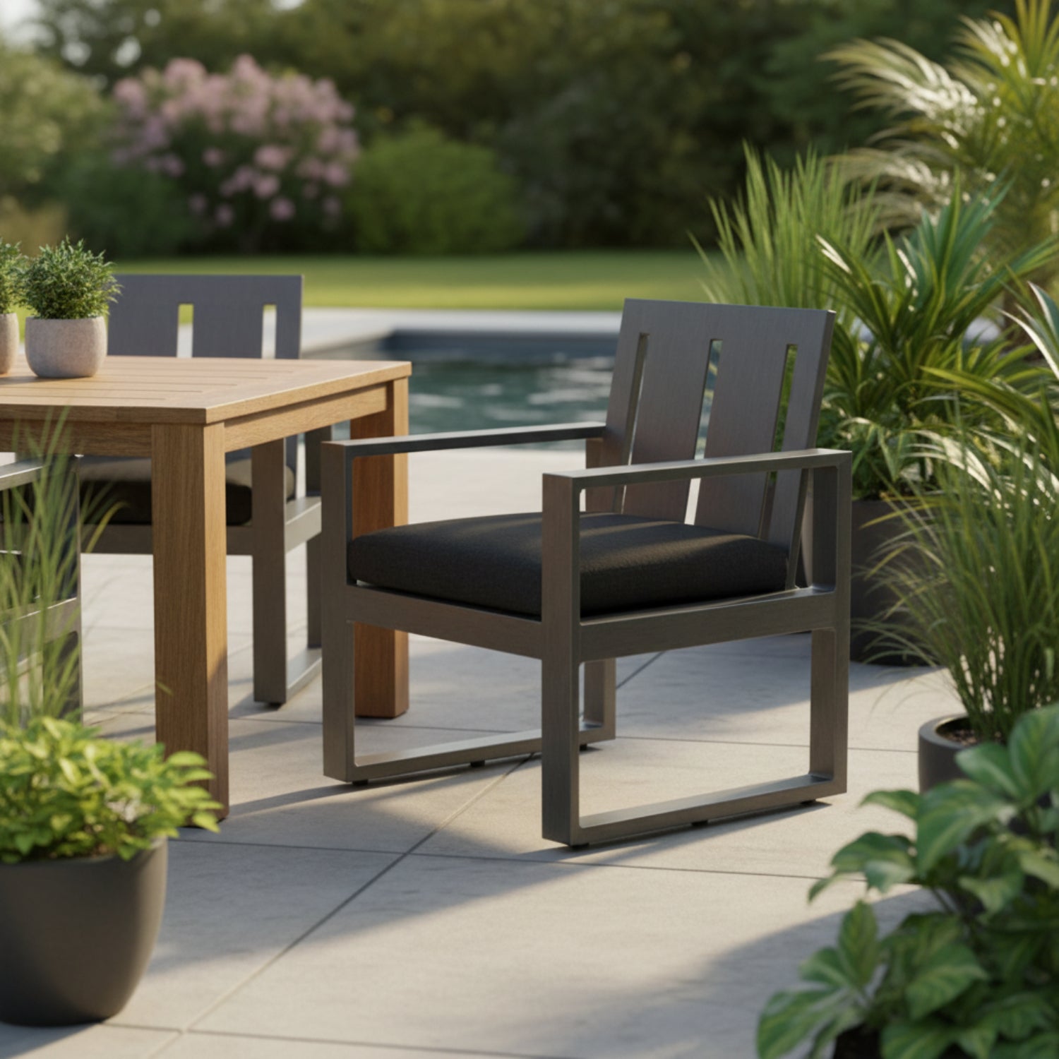 Sunset West Redondo Spectrum Carbon Outdoor Dining Chair Set of 2