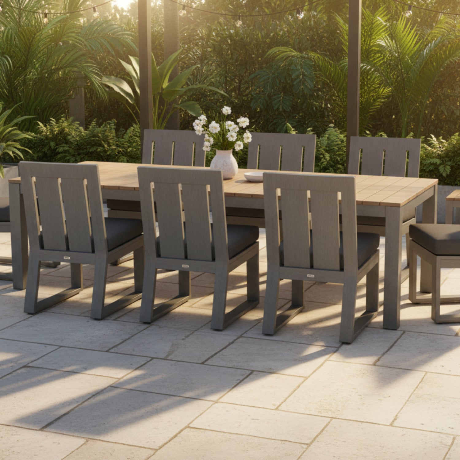 Sunset West Redondo Spectrum Carbon Outdoor Armless Dining Chair Set of 2