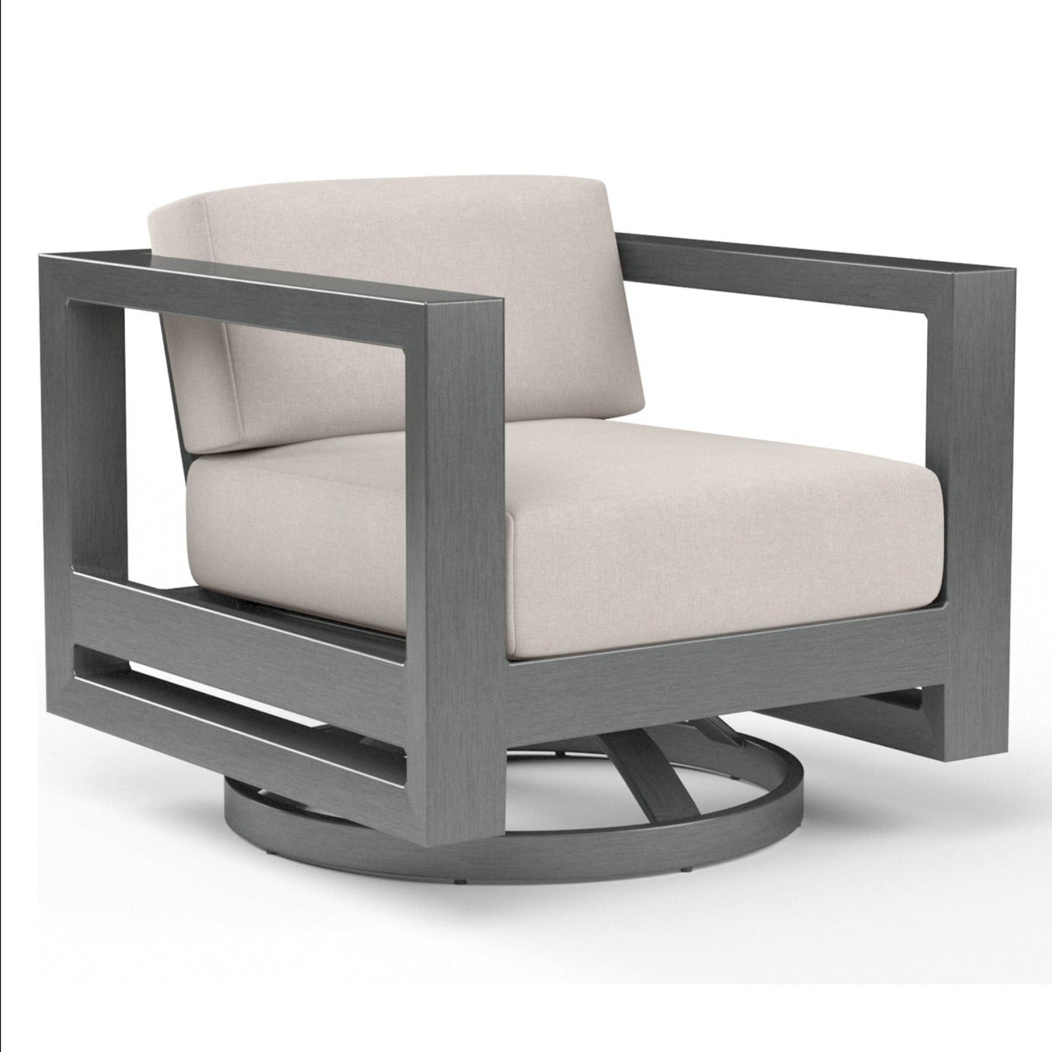 Sunset West Redondo Canvas Natural Outdoor Swivel Club