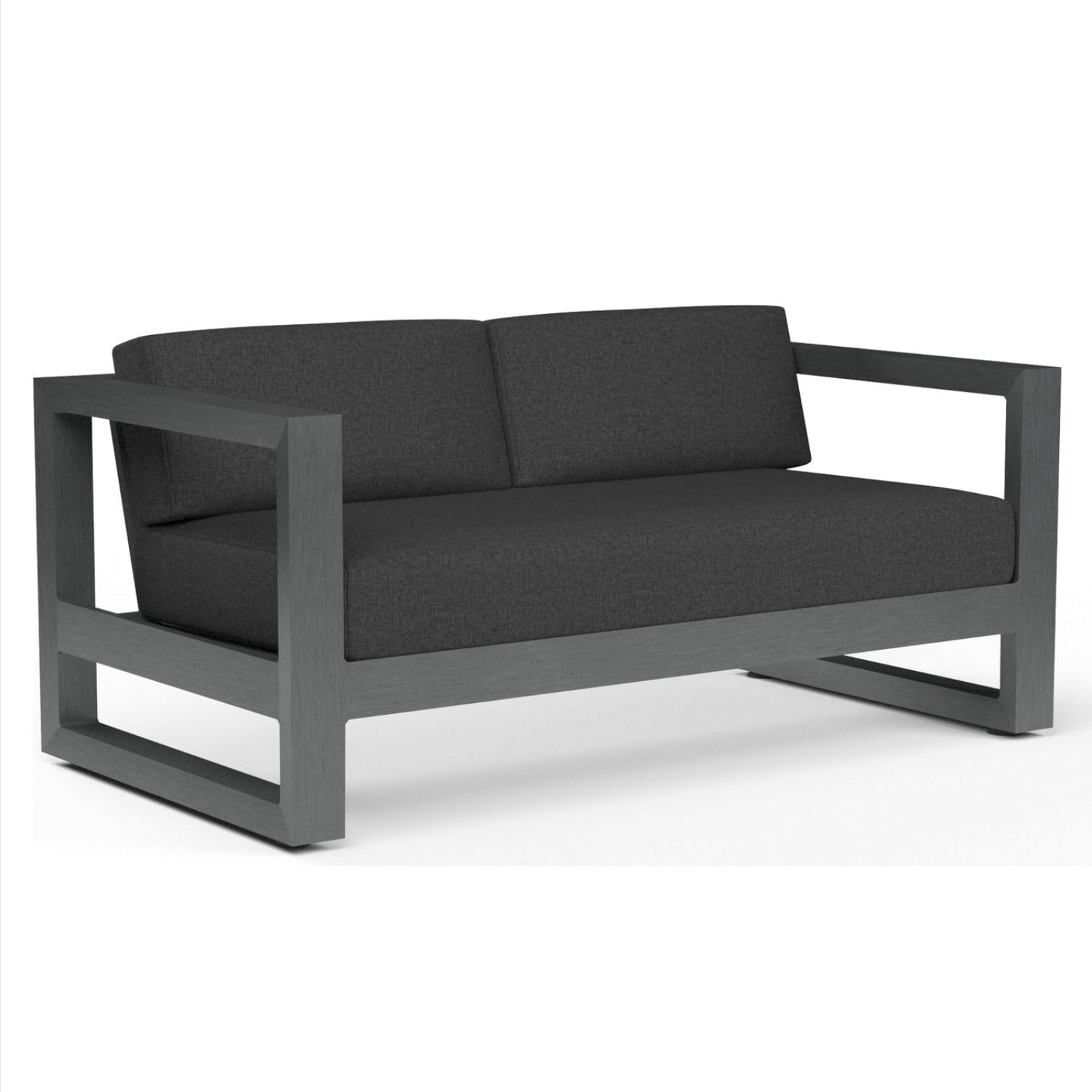 Sunset West Redondo Spectrum Carbon Outdoor Loveseat aluminum loveseat, front view