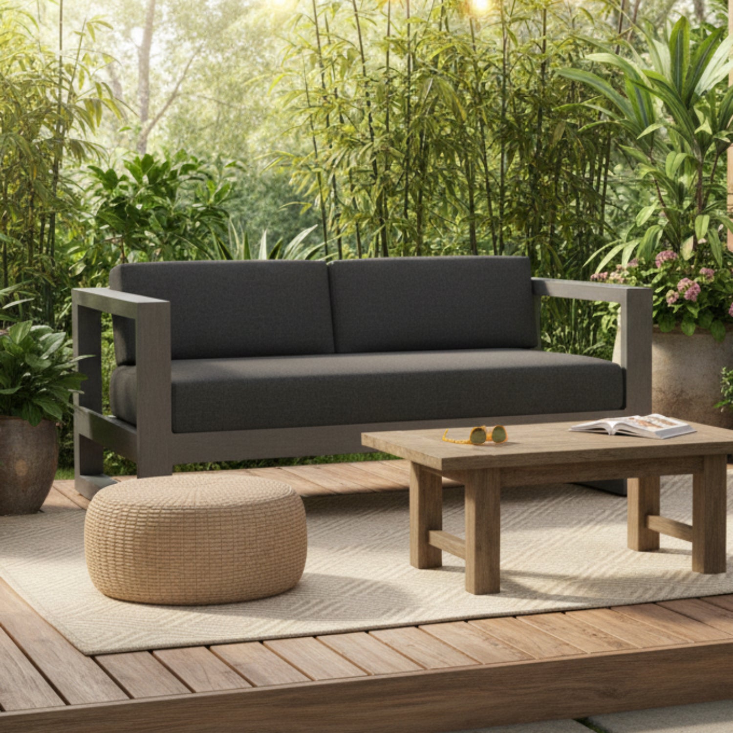 Sunset West Redondo Spectrum Carbon Outdoor Loveseat