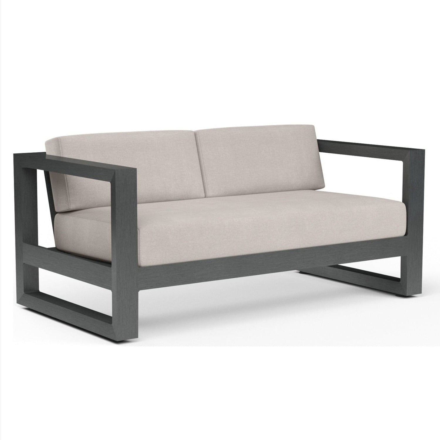 Sunset West Redondo Canvas Natural Outdoor Loveseat aluminum loveseat, front view