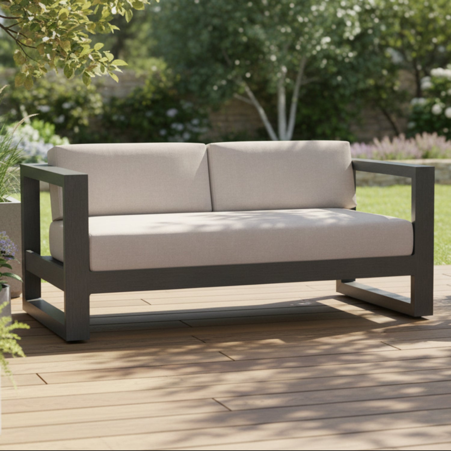 Sunset West Redondo Canvas Natural Outdoor Loveseat