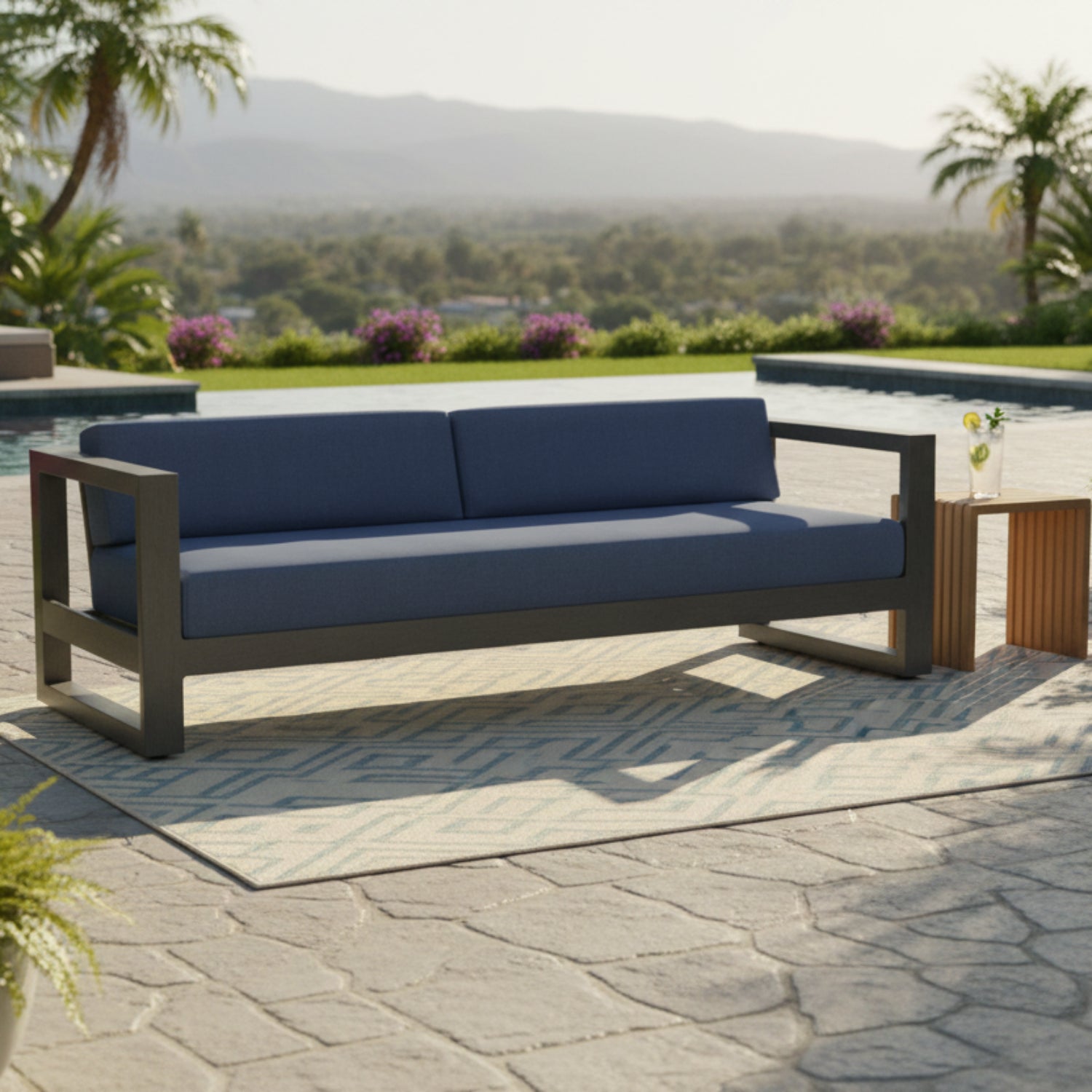 Sunset West Redondo Spectrum Indigo Outdoor Sofa