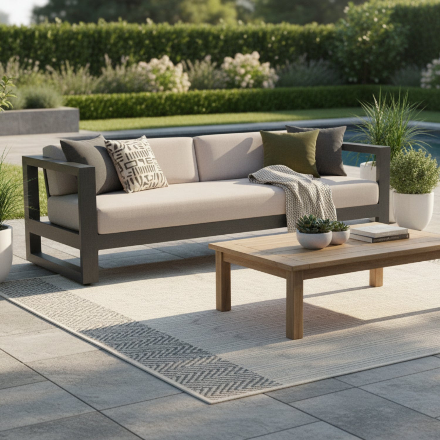 Sunset West Redondo Canvas Natural Outdoor Sofa