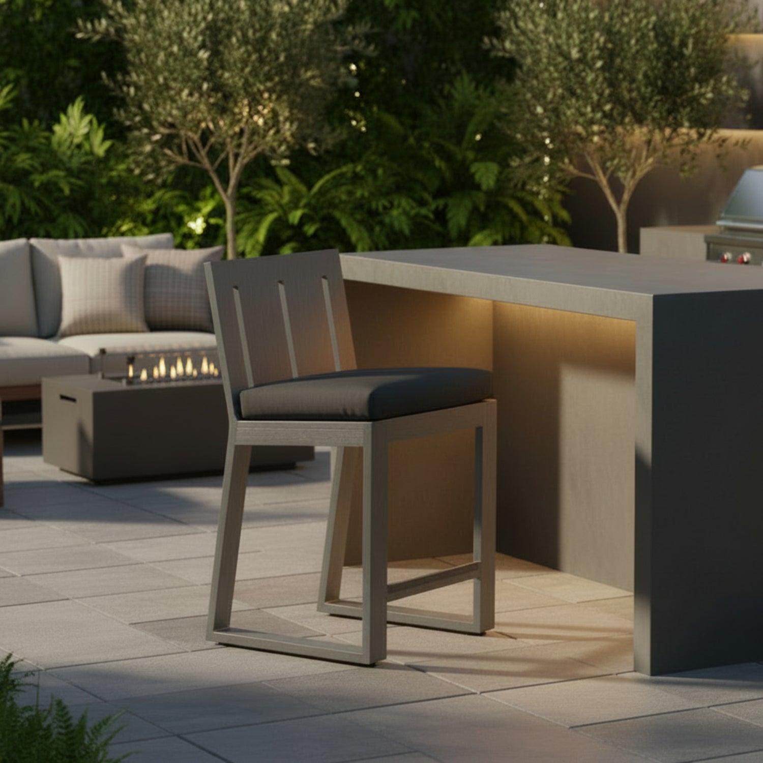 Sunset West Redondo Spectrum Carbon Outdoor Barstool Set of 2