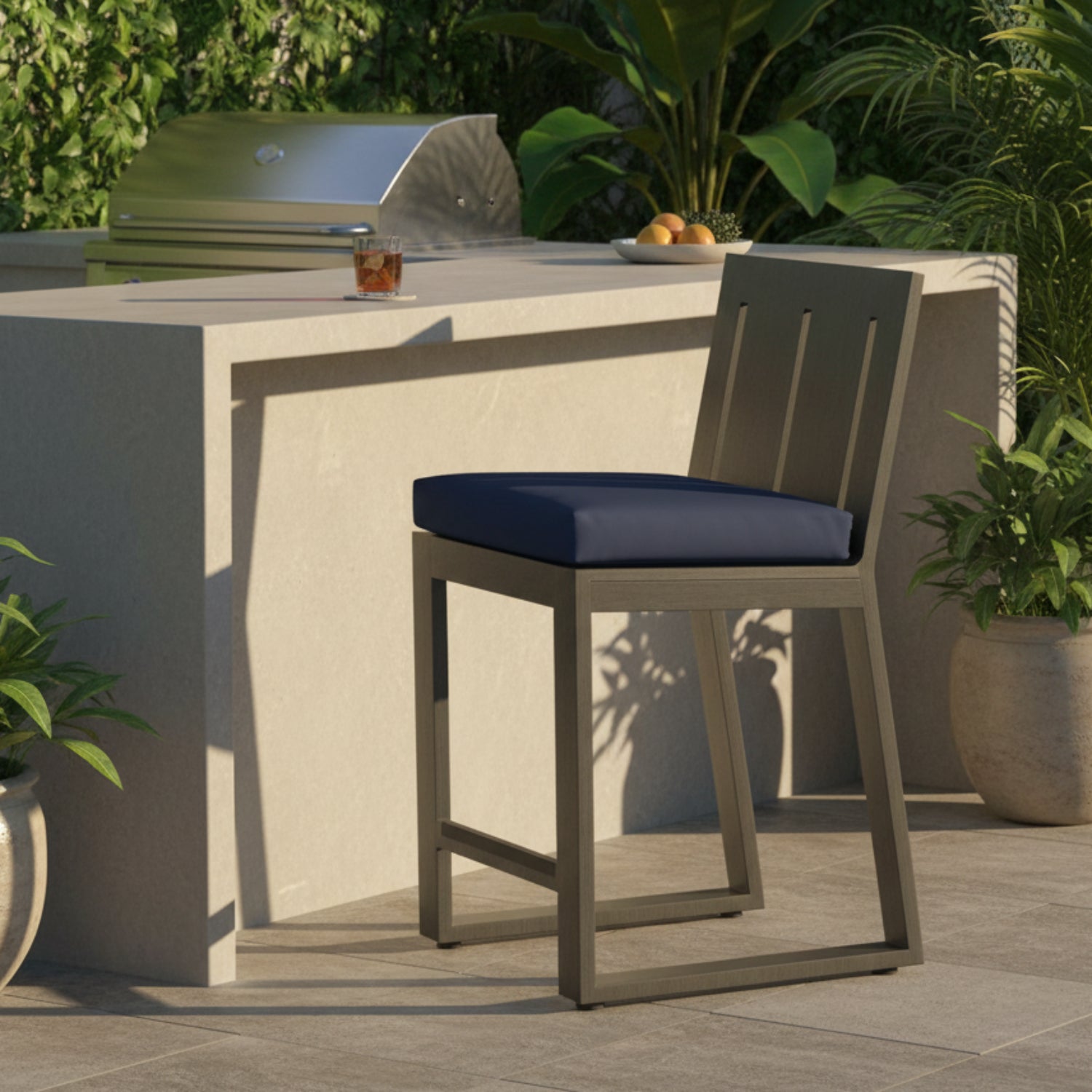 Sunset West Redondo Spectrum Indigo Outdoor Counter Stool Set of 2