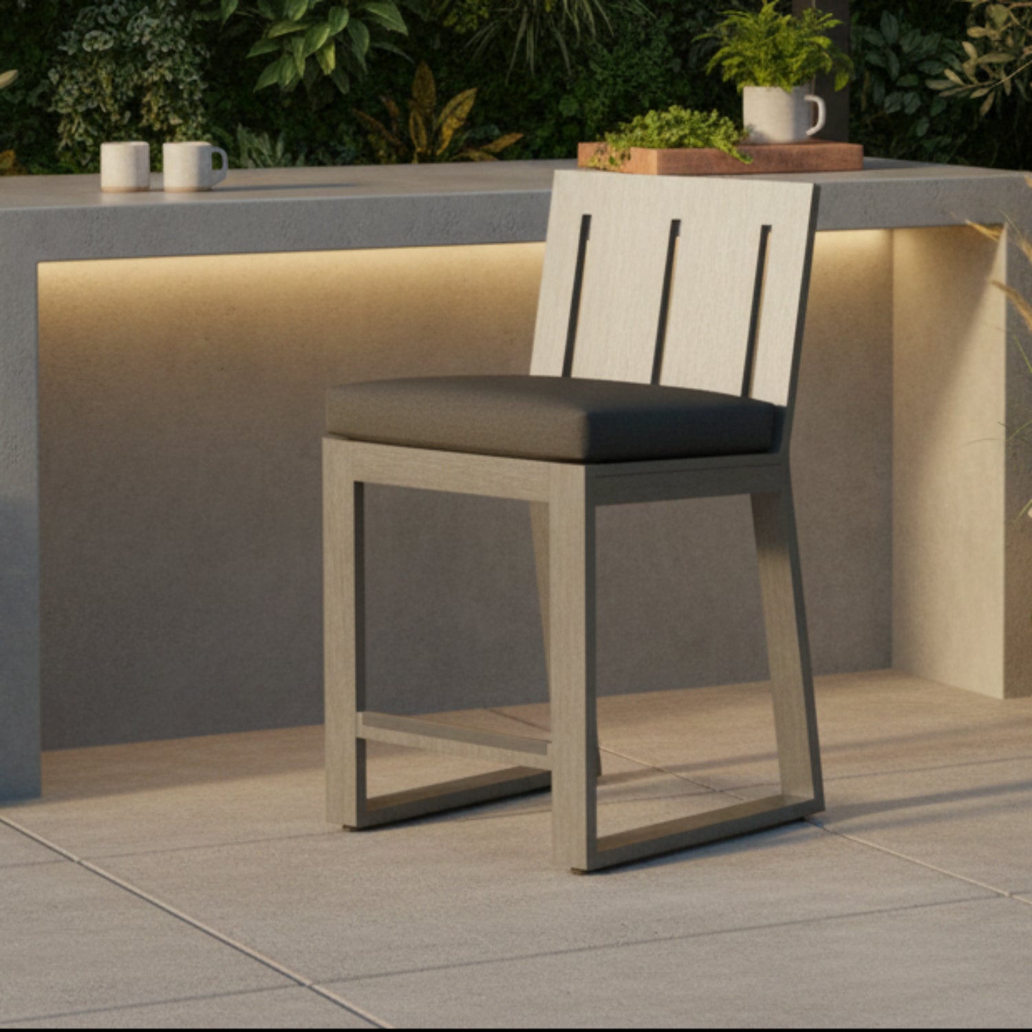 Sunset West Redondo Spectrum Carbon Outdoor Counter Stool Set of 2