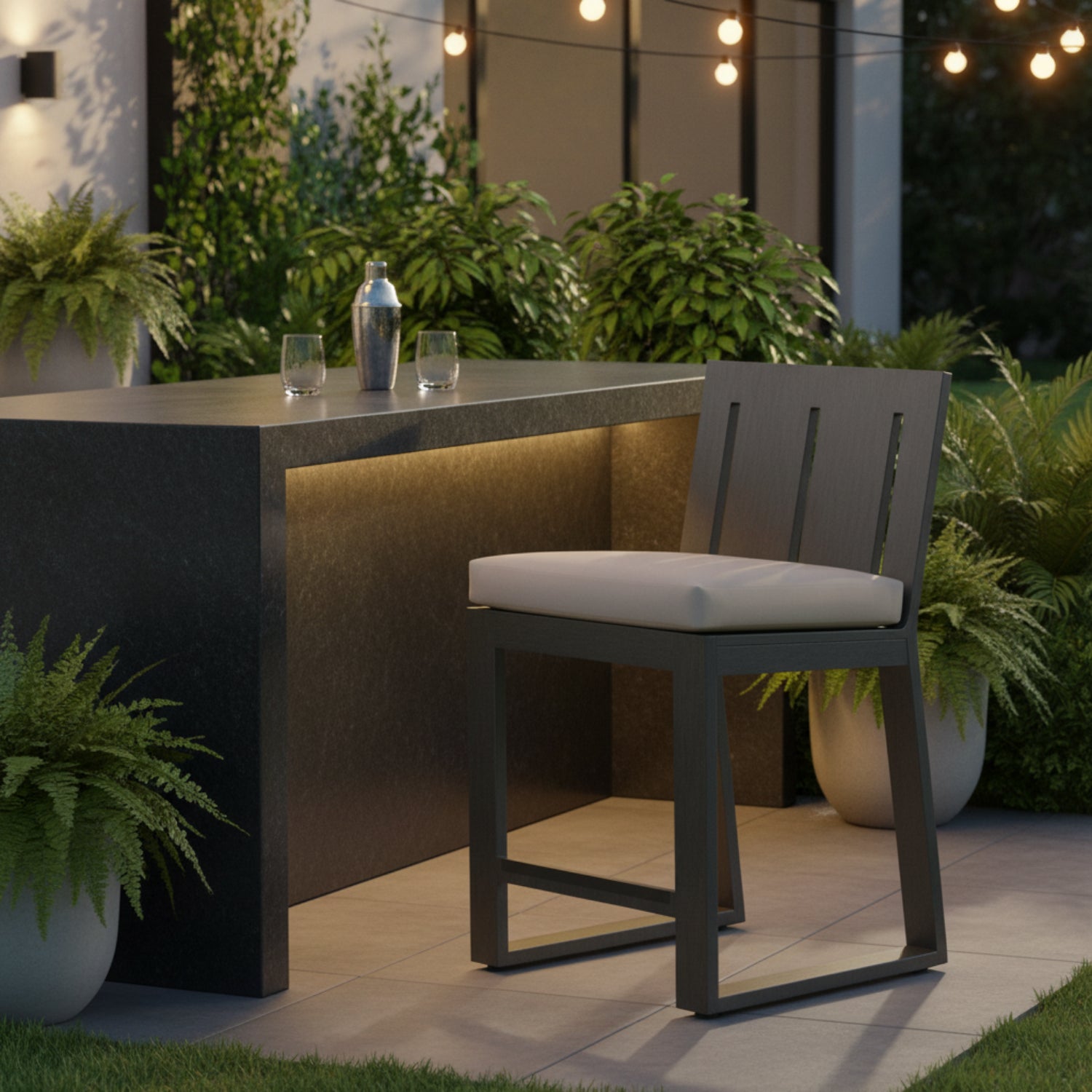 Sunset West Redondo Canvas Natural Outdoor Counter Stool Set of 2