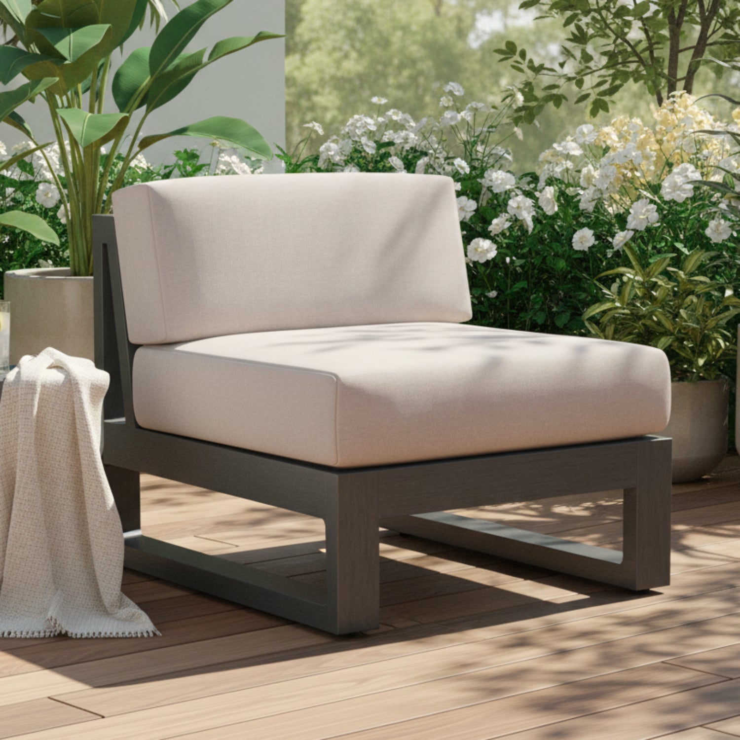 Sunset West Redondo Canvas Natural Outdoor Armless Club