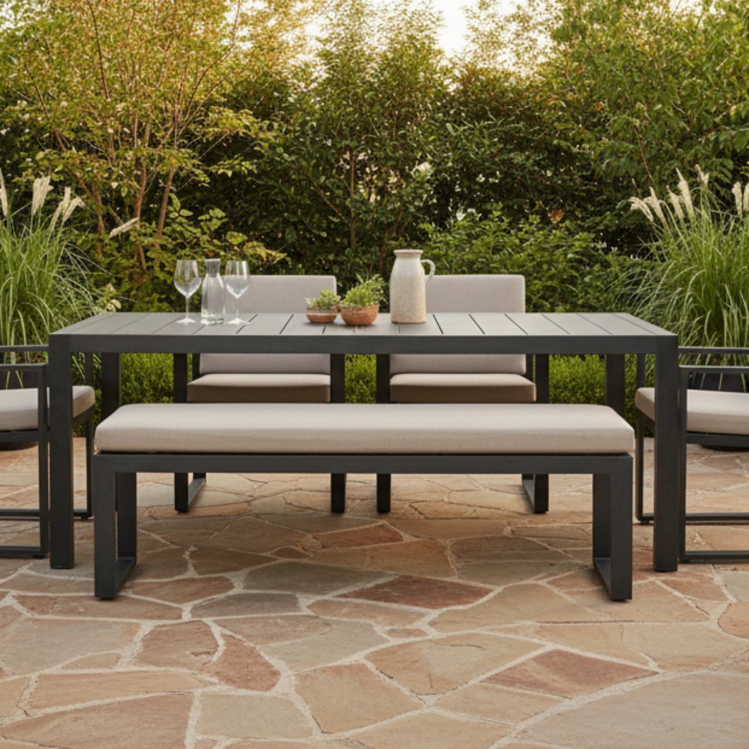 Sunset West Redondo Canvas Natural Outdoor Dining Bench