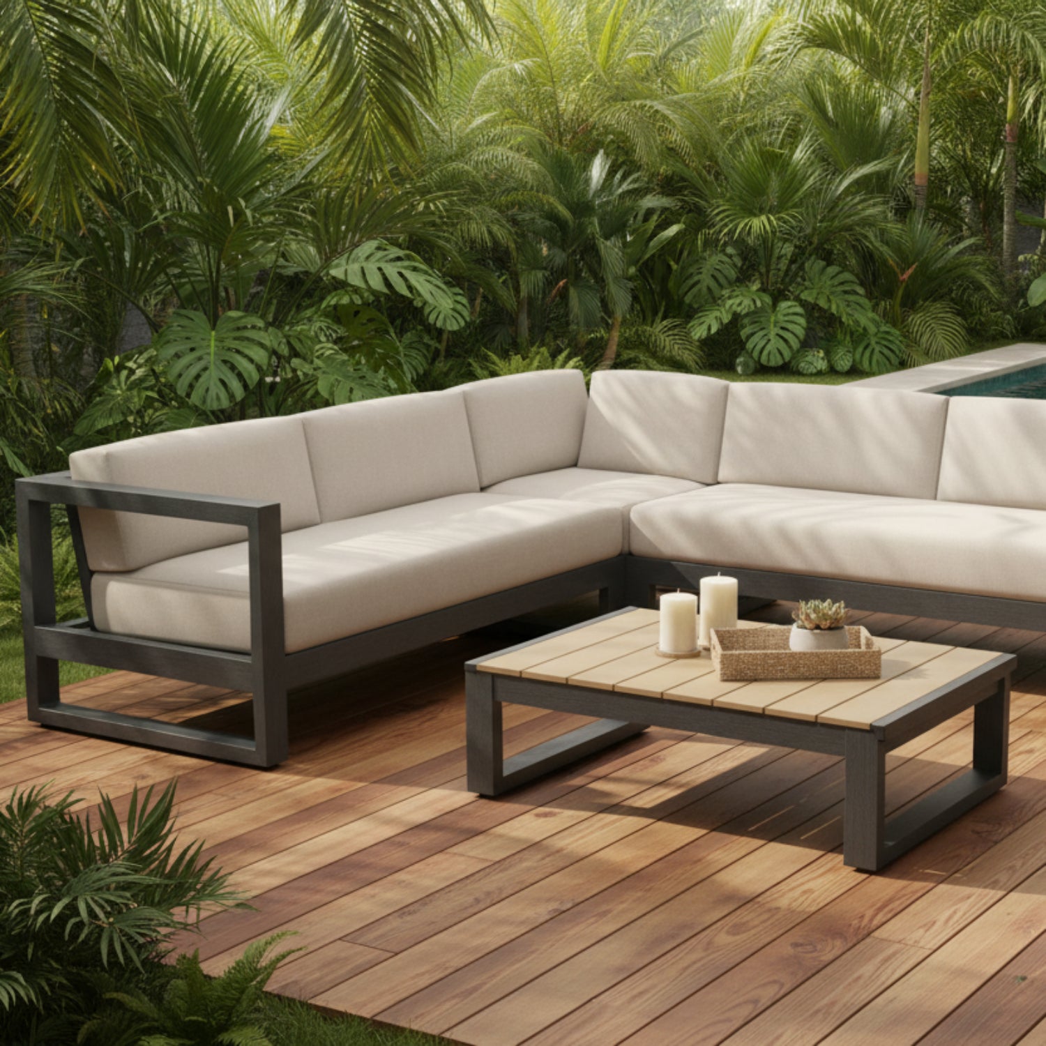 Sunset West Redondo Canvas Natural Outdoor Sectional
