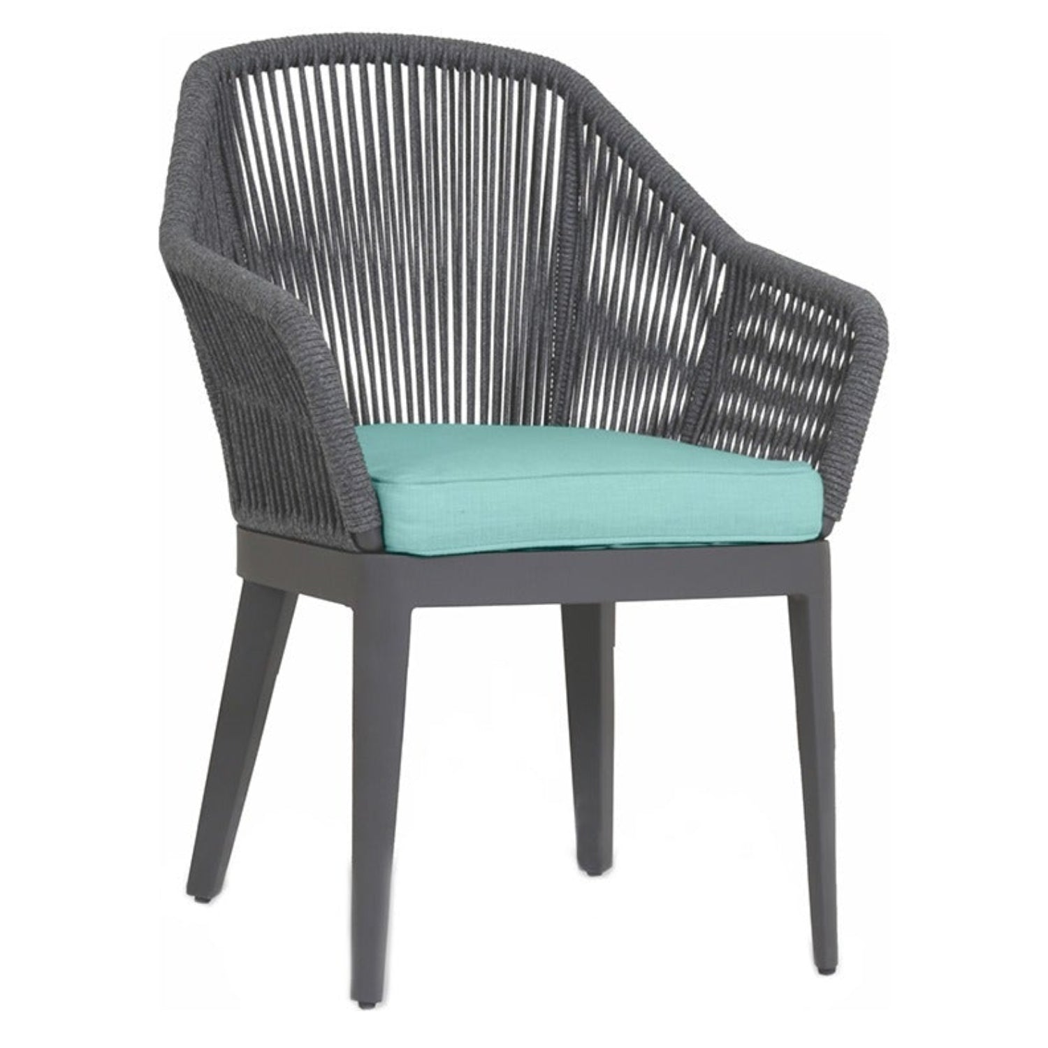 Sunset West Milano Dupione Celeste w/Self Welt Outdoor Dining Chair Set of 2