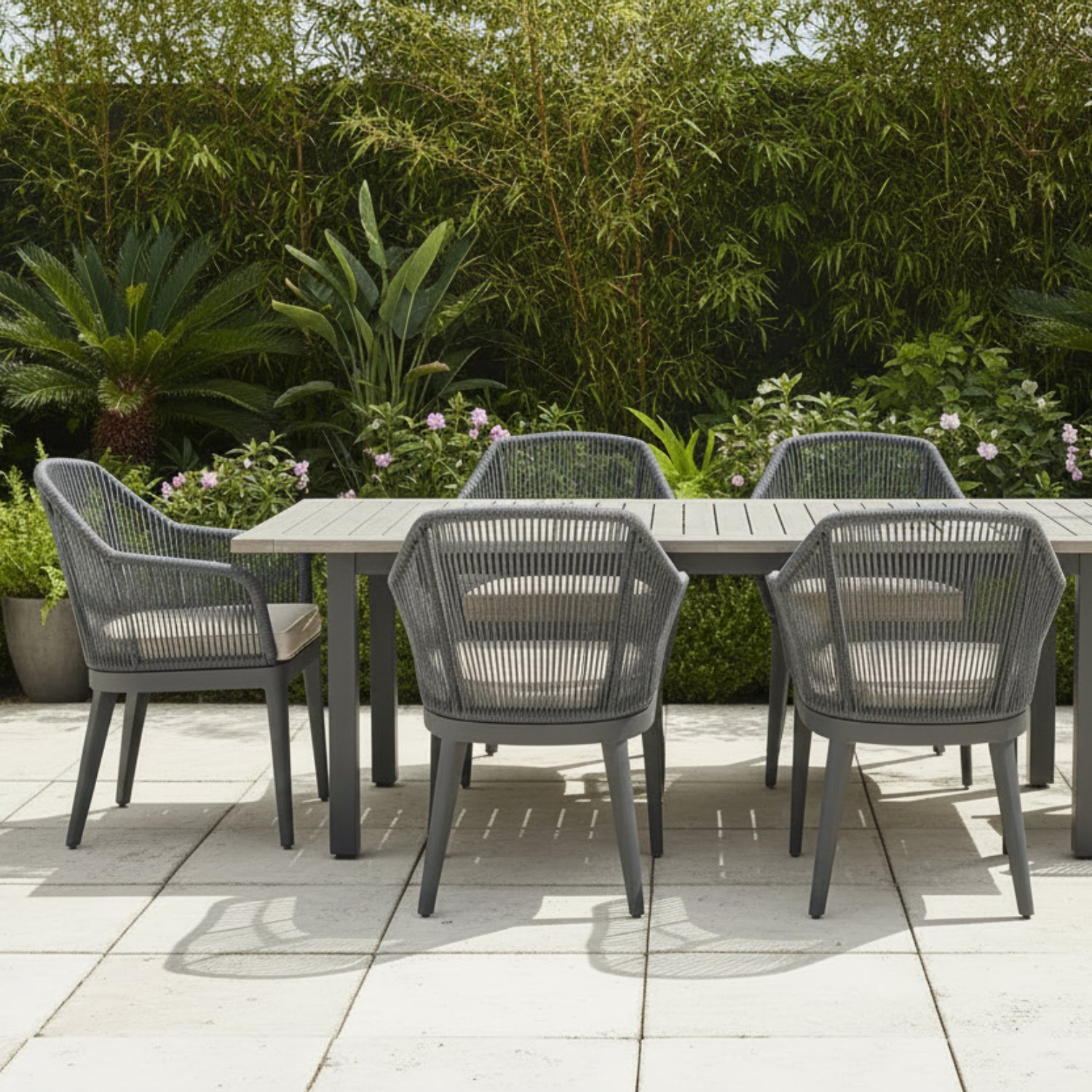 Sunset West Milano Echo Ash w/Self Welt Outdoor Dining Chair Set of 2