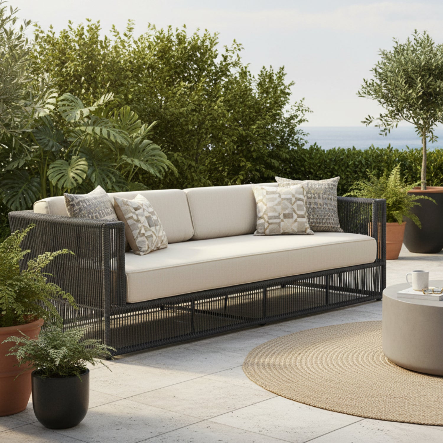 Sunset West Milano Echo Ash w/Self Welt Outdoor Sofa