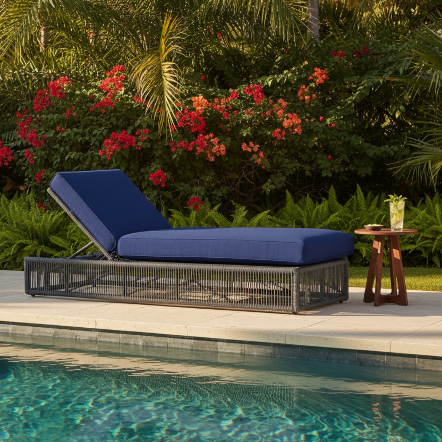 Sunset West Milano Echo Midnight w/Self Welt Outdoor Adjustable Chaise