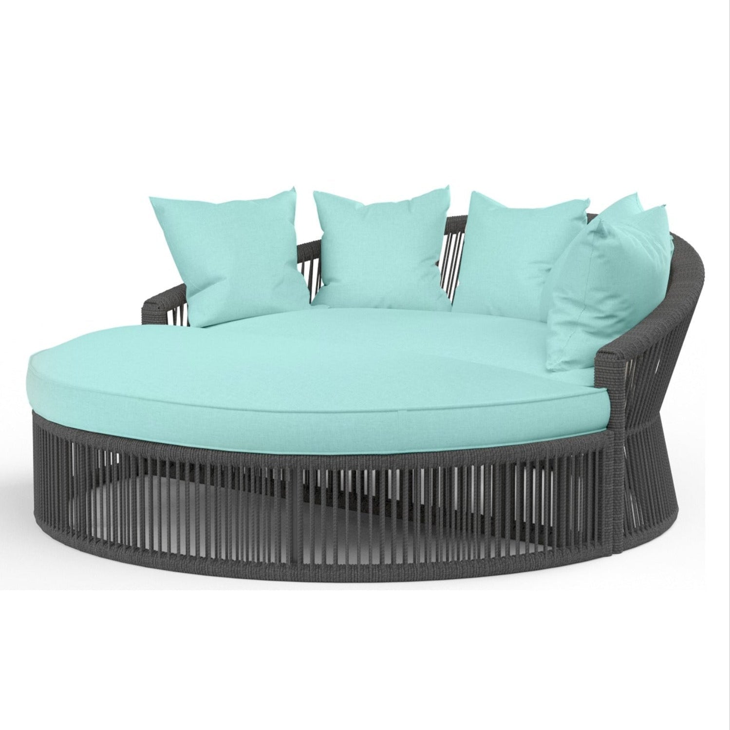 Sunset West Milano Dupione Celeste w/Self Welt Outdoor Daybed, three-quarter angle view
