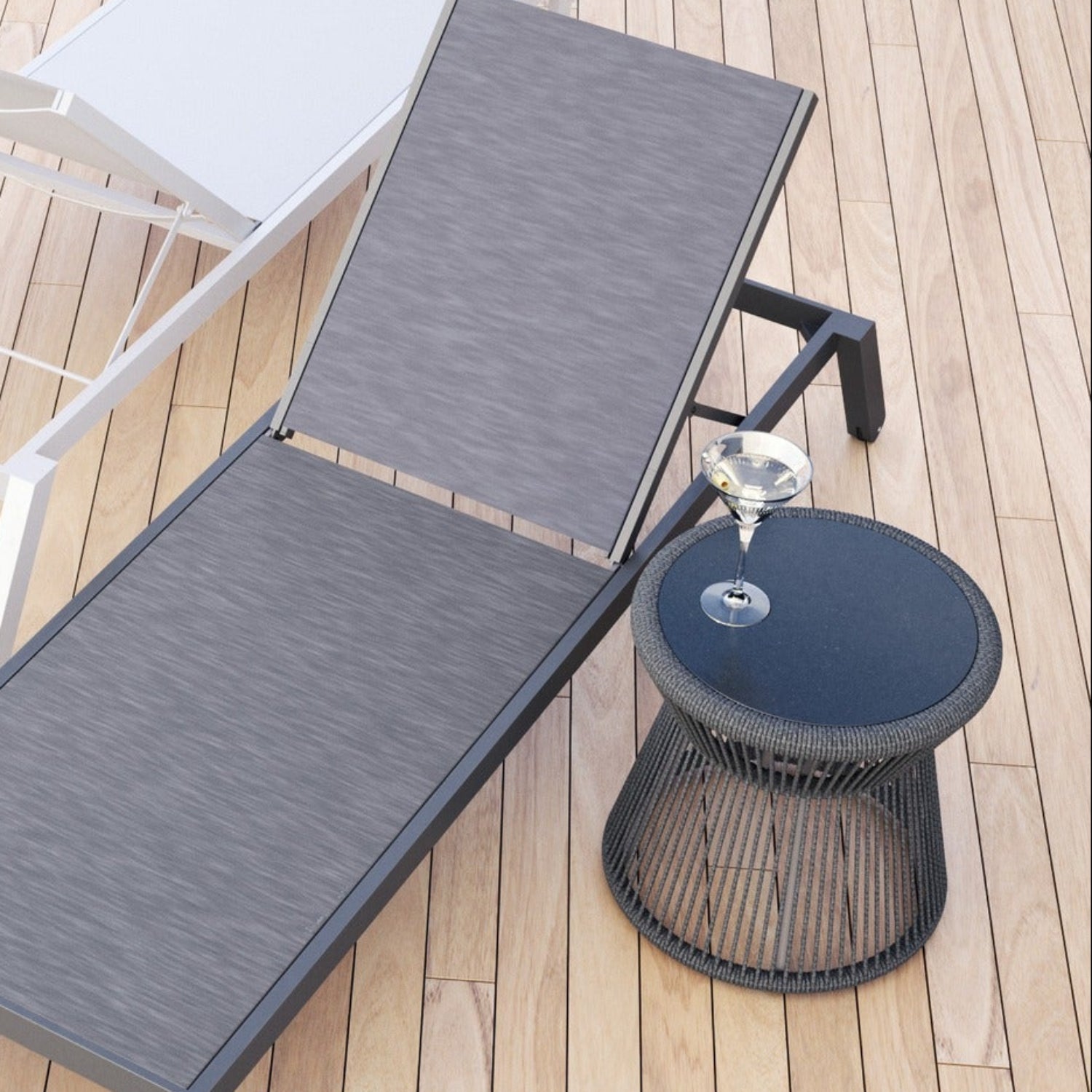Sunset West Milano 20in Honed Granite Top Outdoor End Table Set of 2