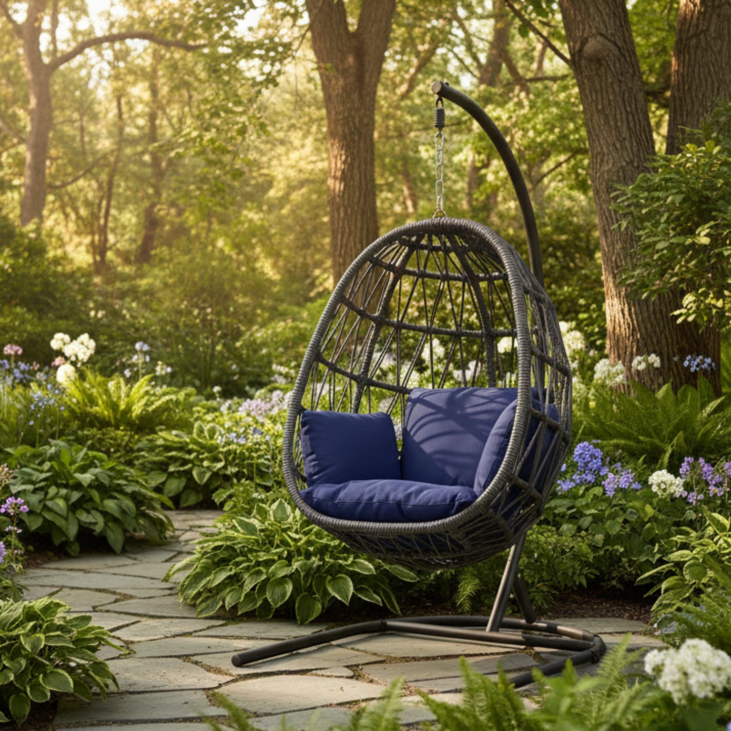 Sunset West Milano Echo Midnight w/Self Welt Hanging Outdoor Chair