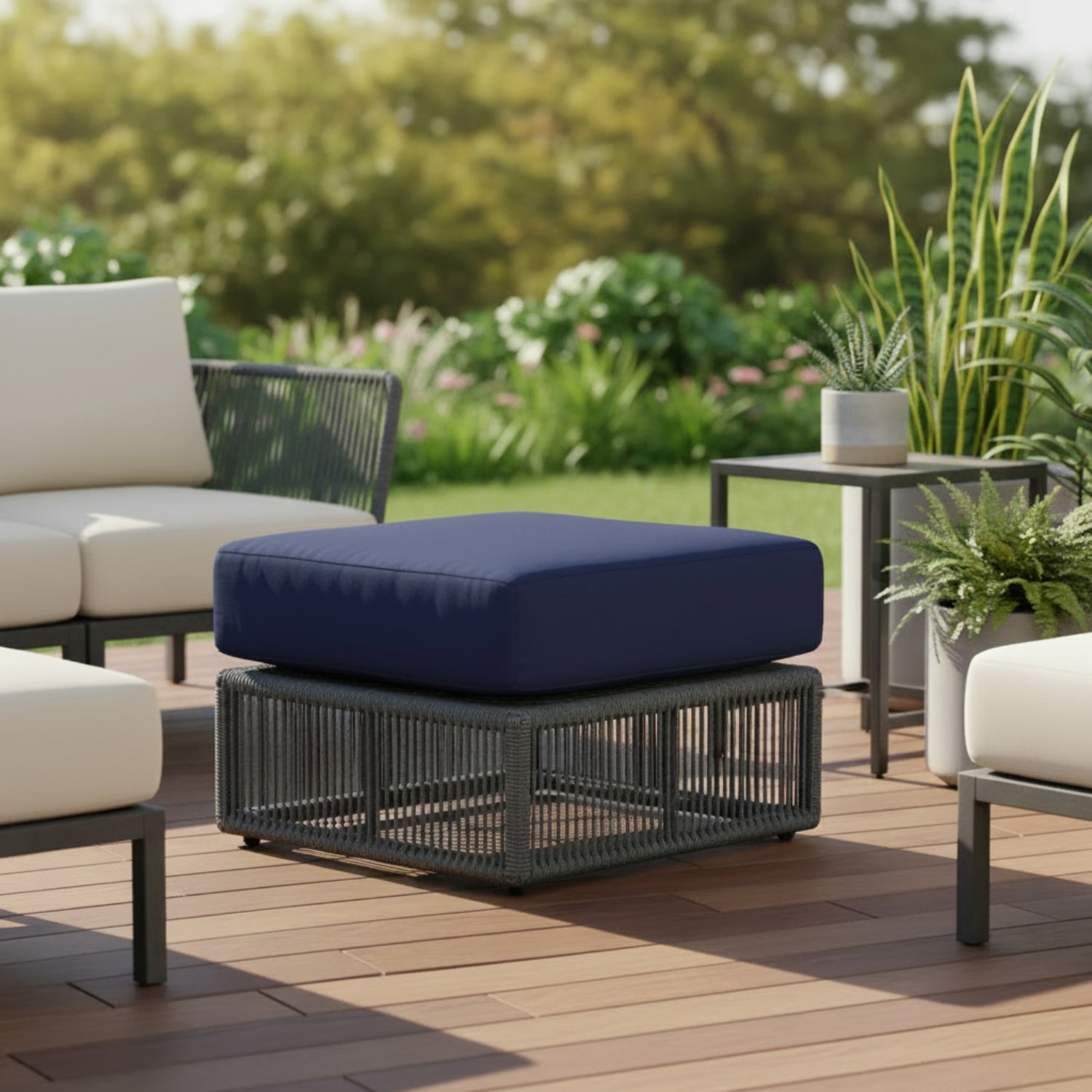Sunset West Milano Echo Midnight w/Self Welt Outdoor Ottoman