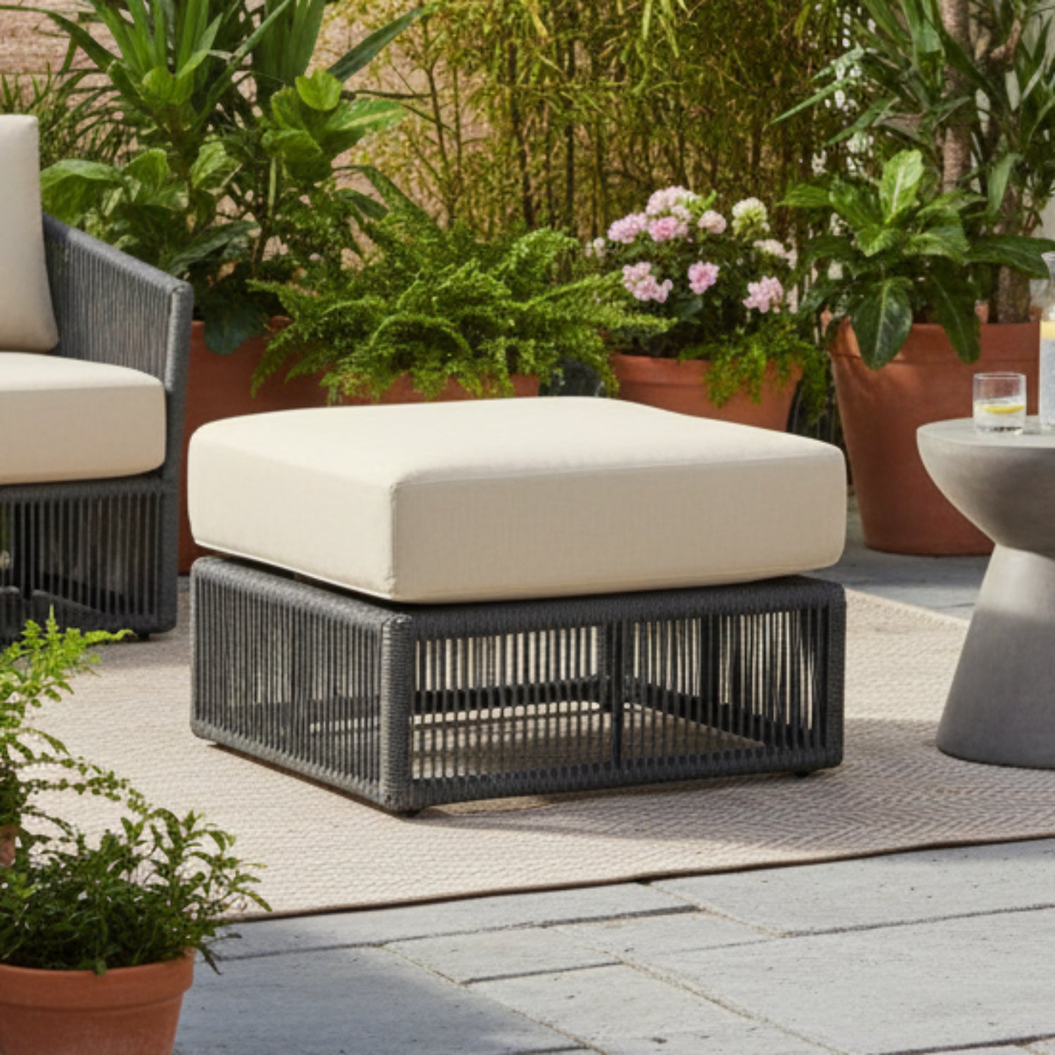 Sunset West Milano Echo Ash w/Self Welt Outdoor Ottoman