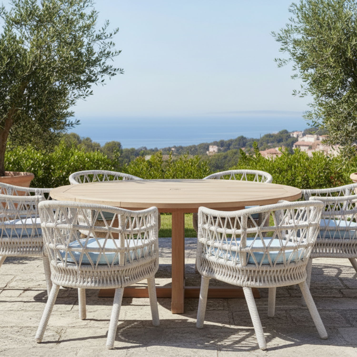 Sunset West Dana Rope Canvas Skyline w/Self Welt Outdoor Dining Chair