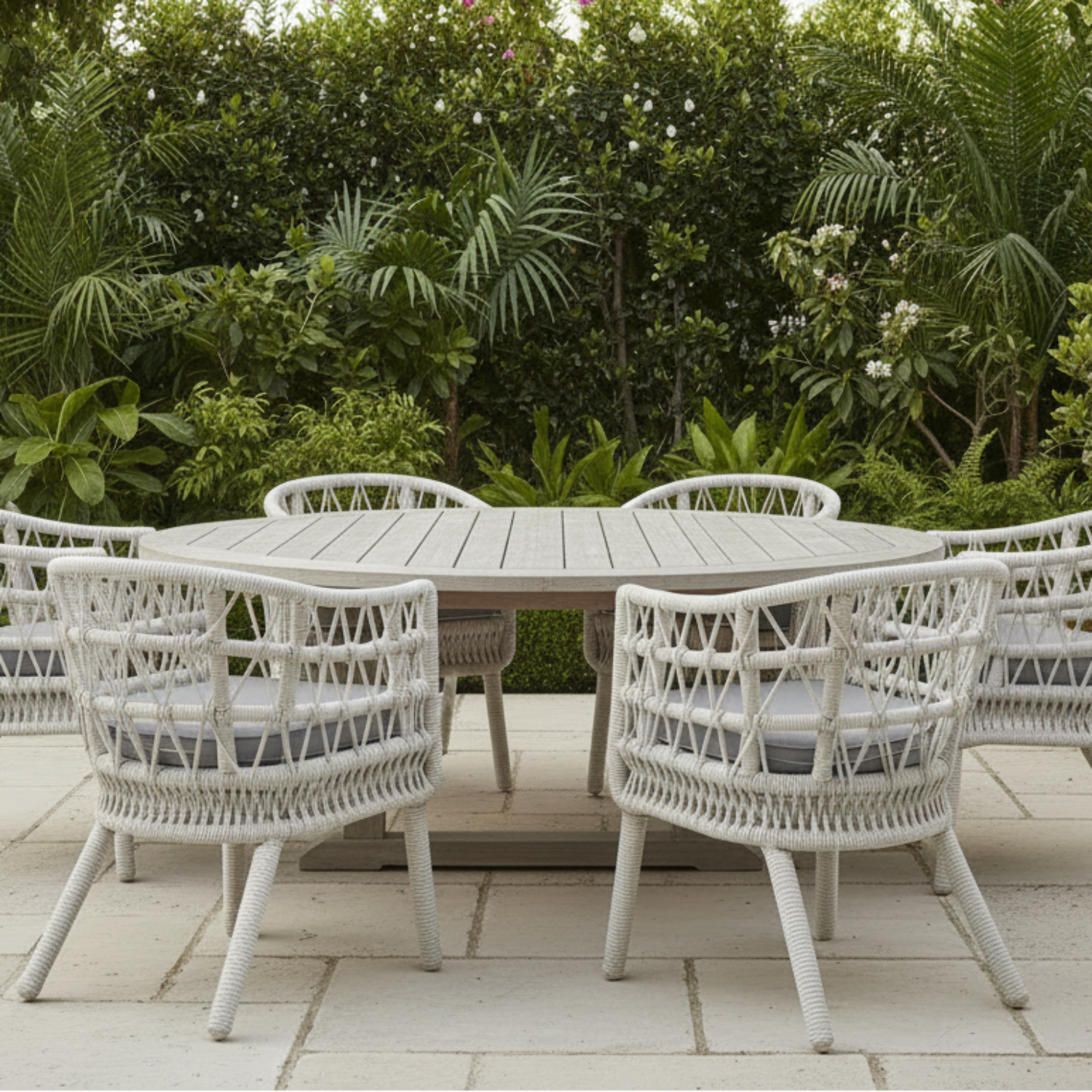 Sunset West Dana Rope Canvas Granite w/Self Welt Outdoor Dining Chair