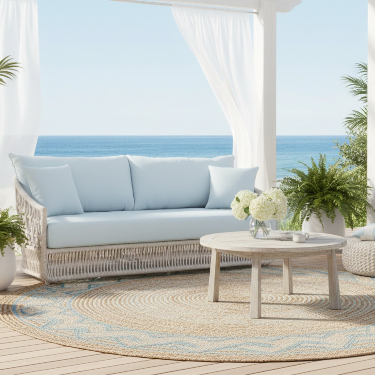 Sunset West Dana Rope Canvas Skyline w/Self Welt Outdoor Sofa