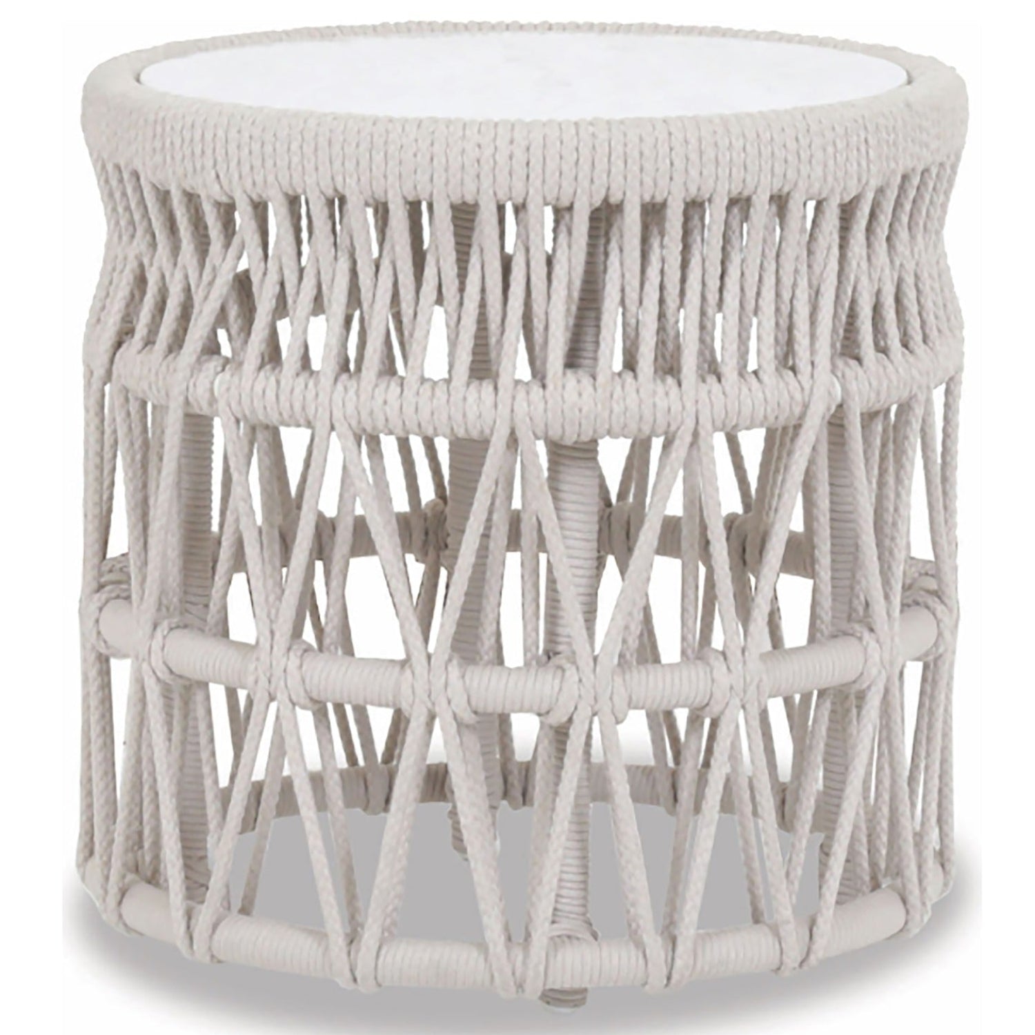 Sunset West Dana Honed Carrara Marble Top Outdoor End Table