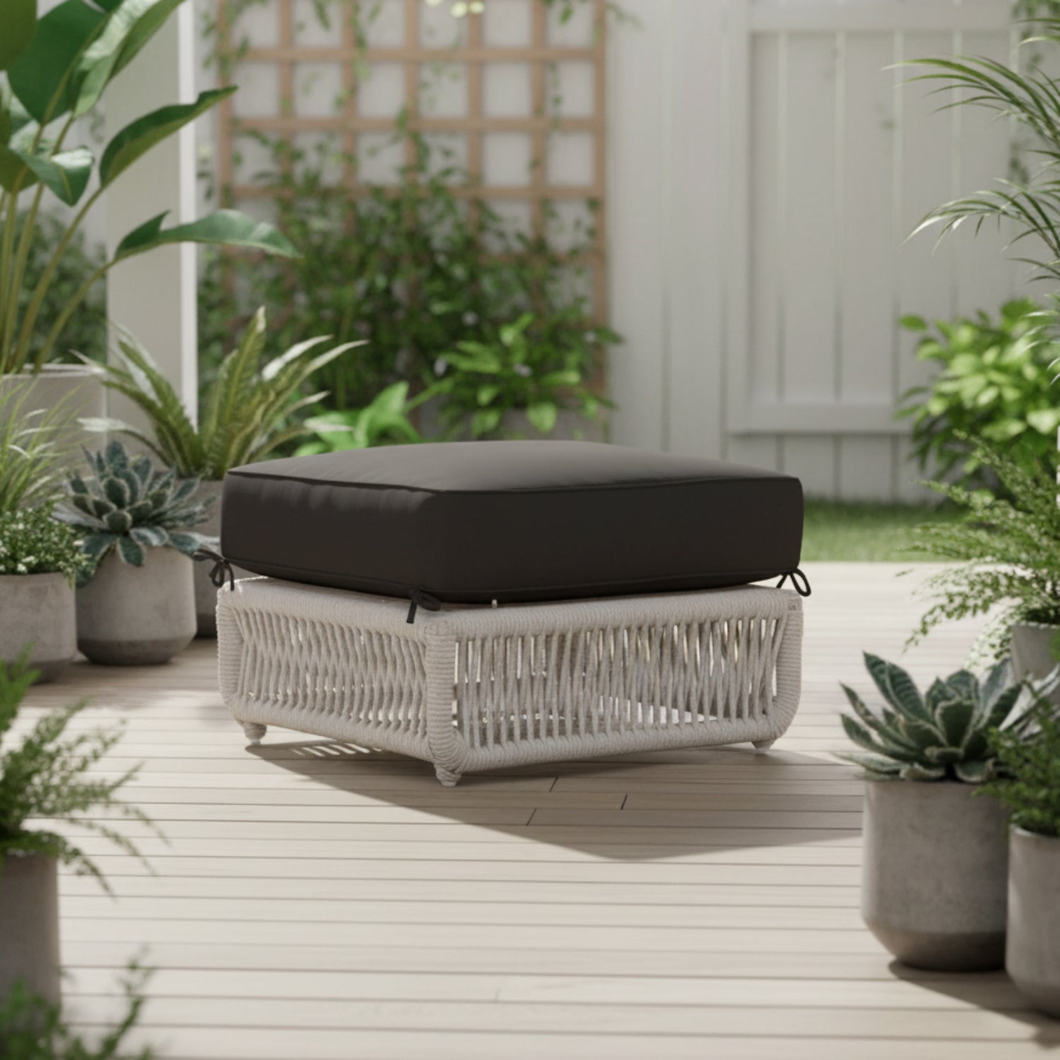 Sunset West Dana Rope Spectrum Carbon w/Self Welt Outdoor Ottoman