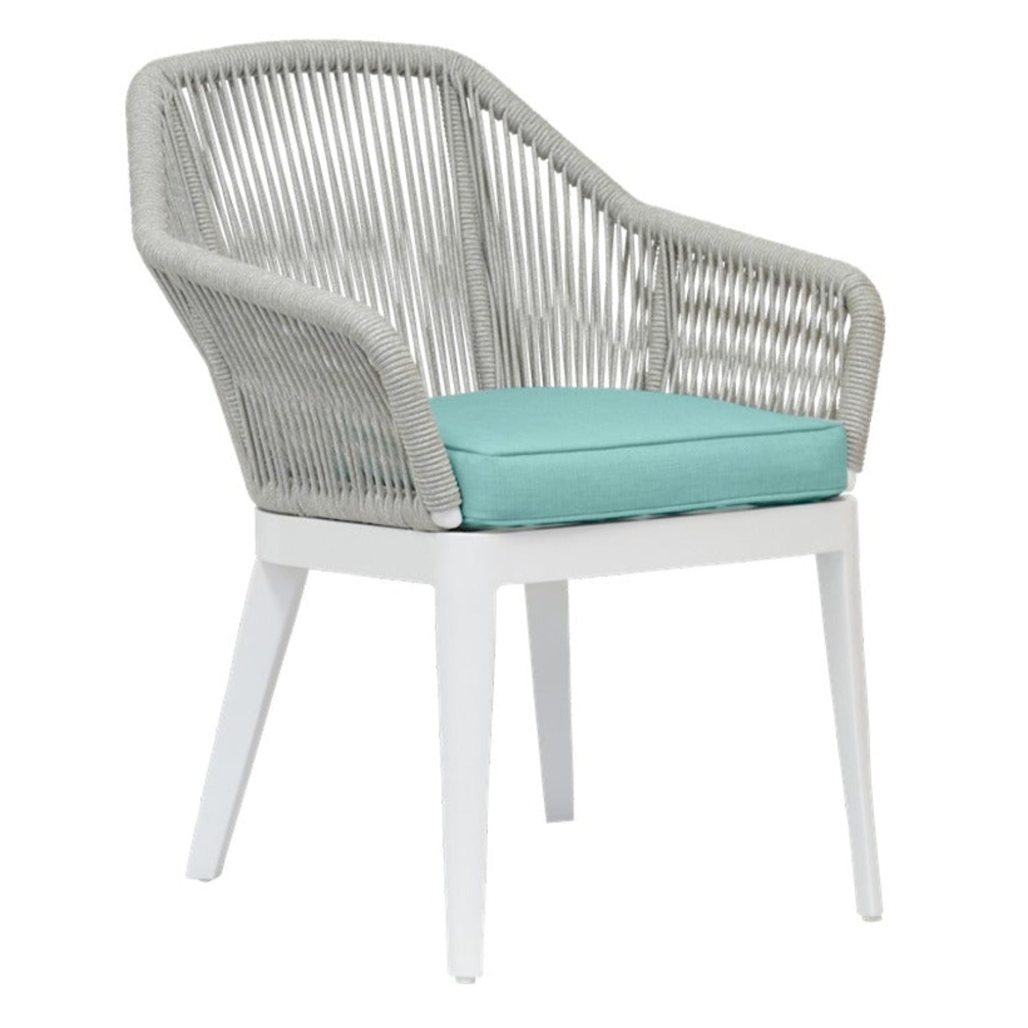 Sunset West Miami Dupione Celeste w/Self Welt Outdoor Dining Chair Set of 2