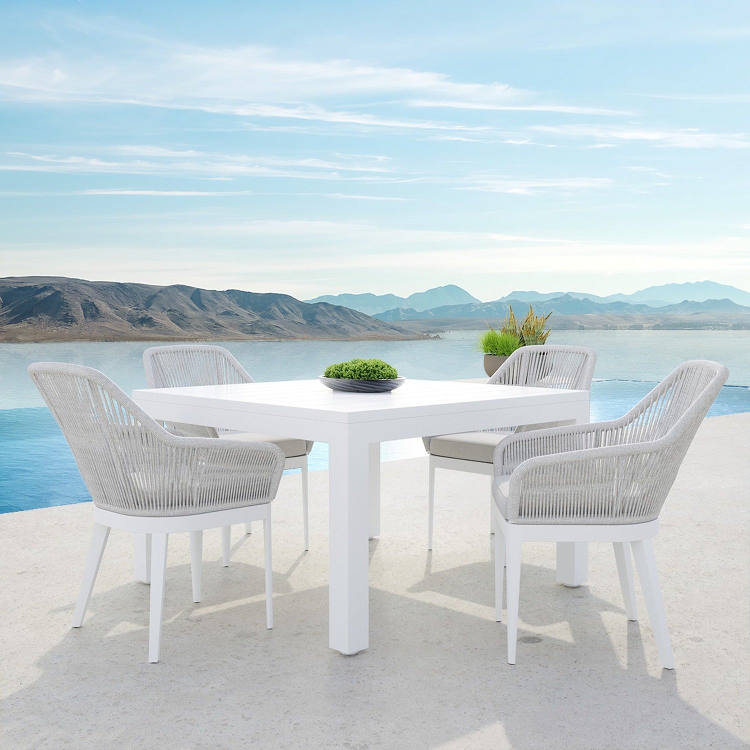 Sunset West Miami Echo Ash w/Self Welt Outdoor Dining Chair Set of 2