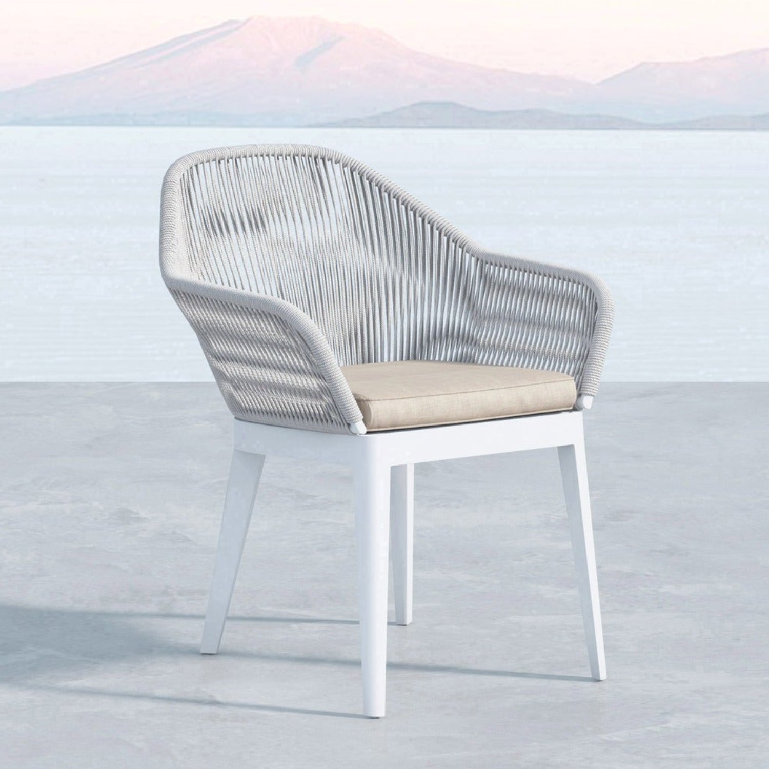 Sunset West Miami Echo Ash w/Self Welt Outdoor Dining Chair Set of 2