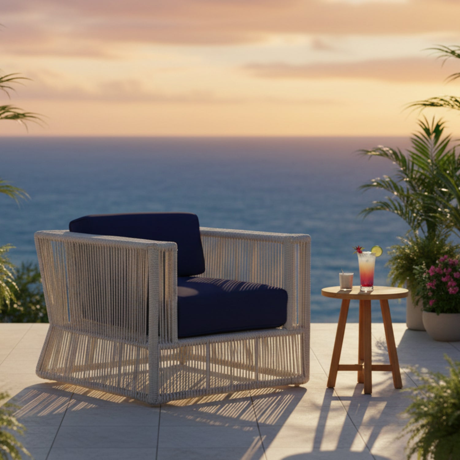 Sunset West Miami Echo Midnight w/Self Welt Outdoor Club Chair