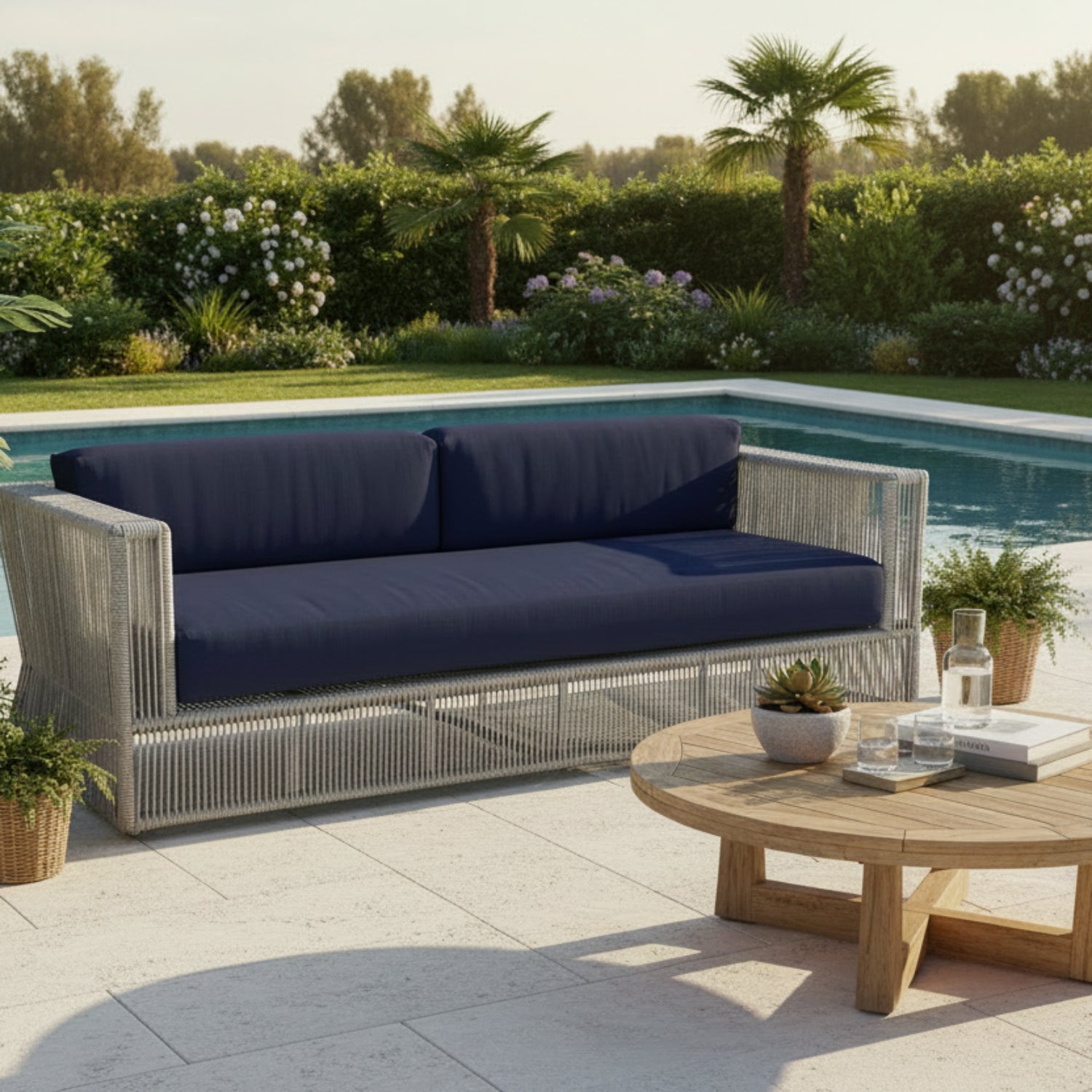 Sunset West Miami Echo Midnight w/Self Welt Outdoor Sofa