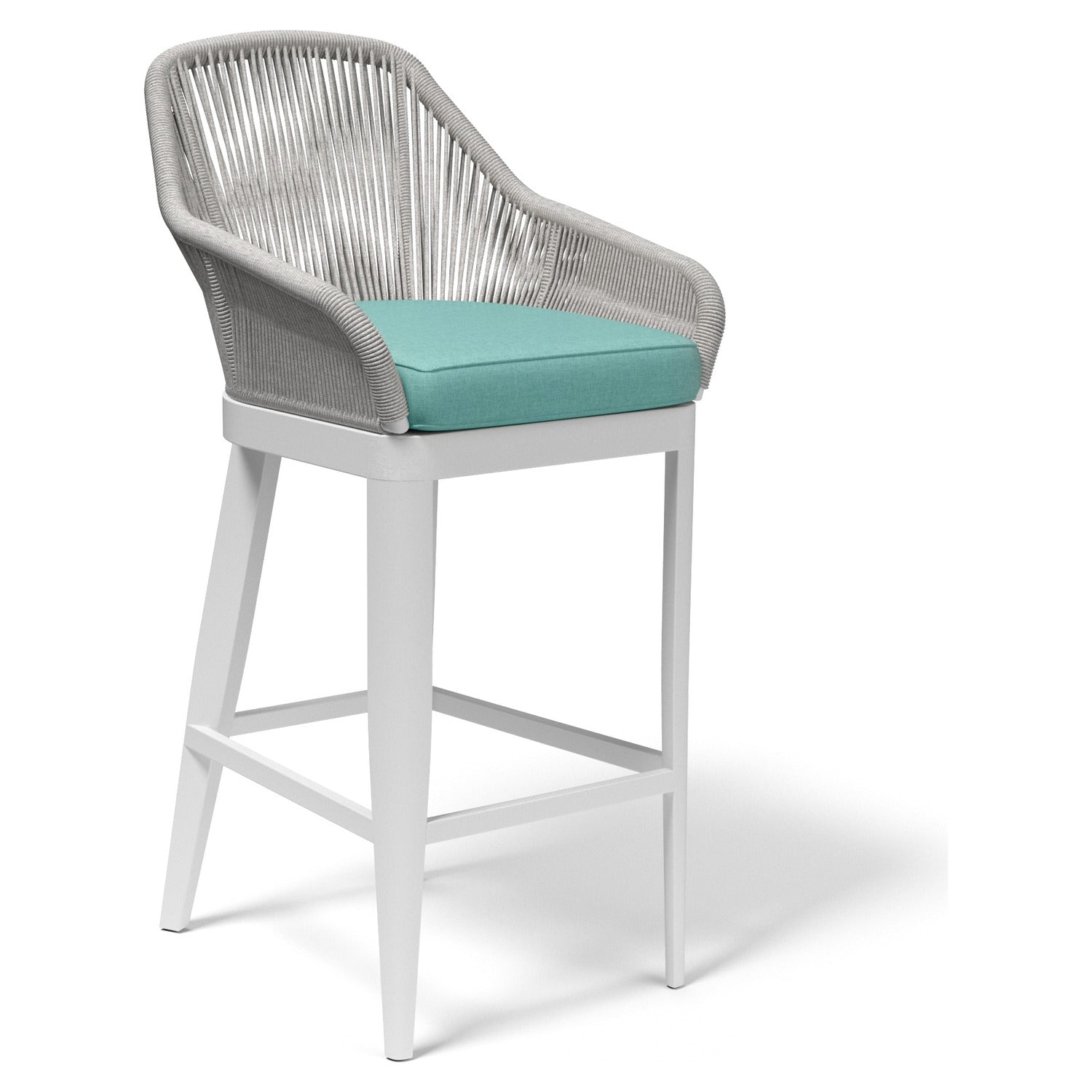Sunset West Miami Dupione Celeste w/Self Welt Outdoor Barstool Set of 2