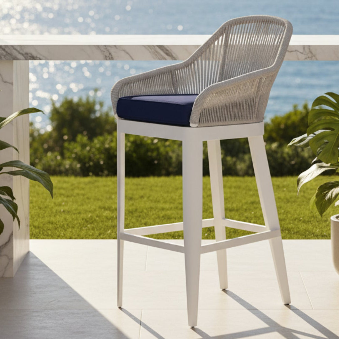 Sunset West Miami Echo Midnight w/Self Welt Outdoor Barstool Set of 2
