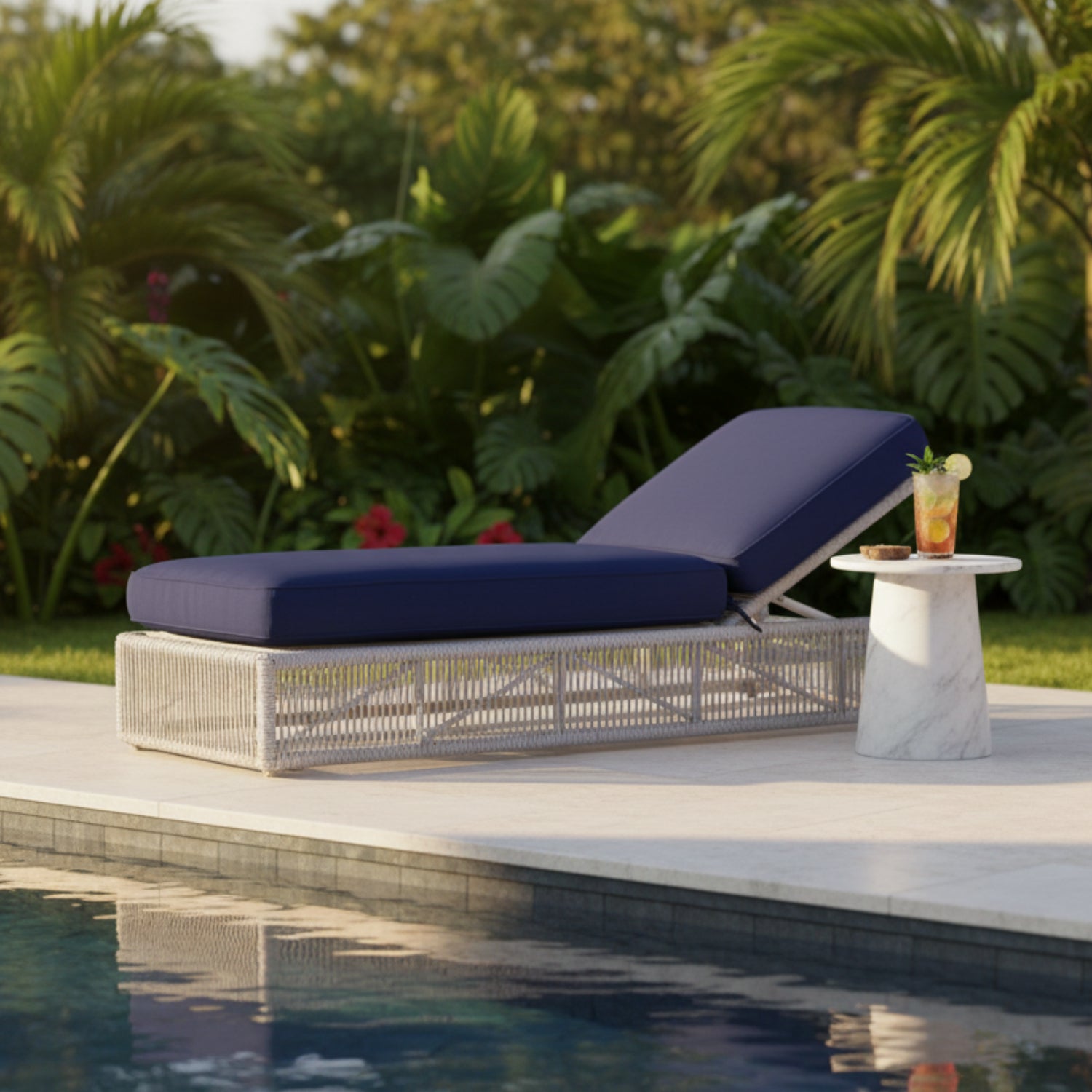 Sunset West Miami Echo Midnight w/Self Welt Outdoor Adjustable Chaise