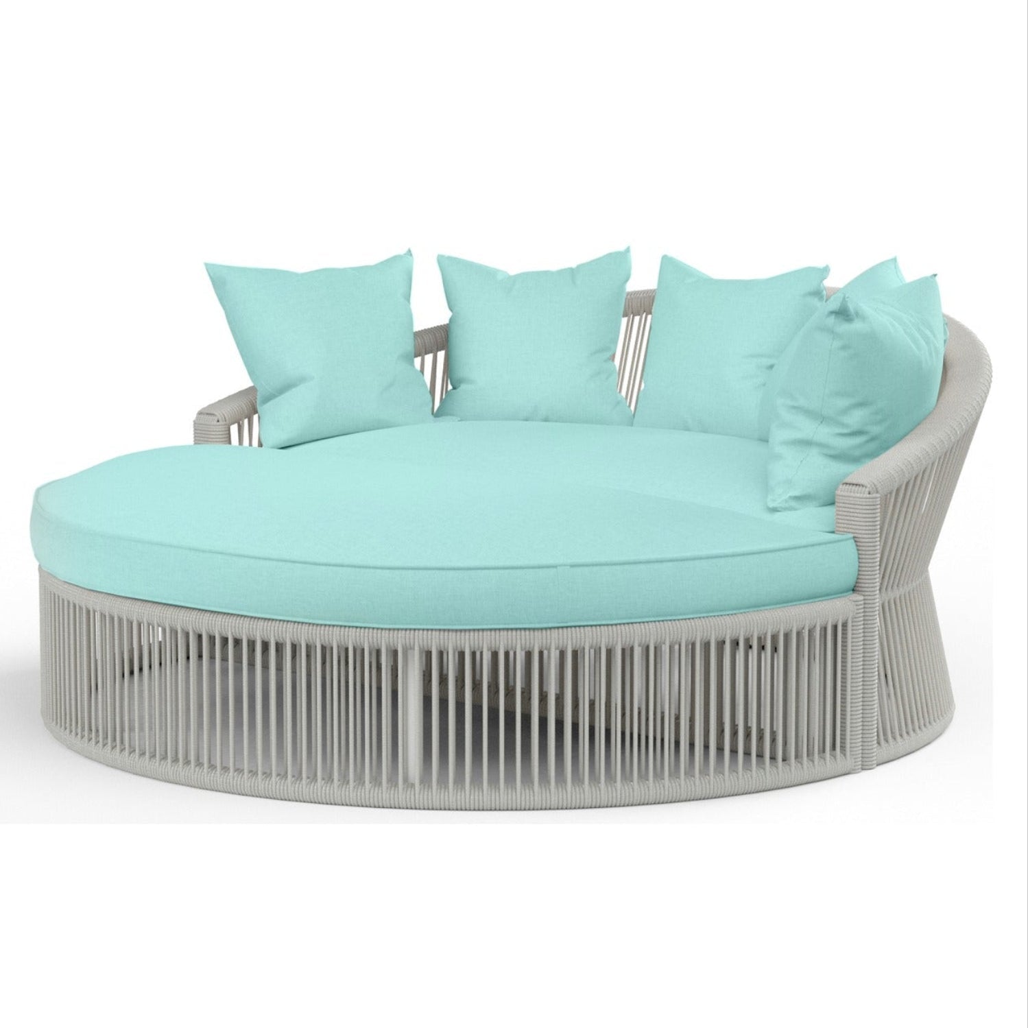 Sunset West Miami Dupione Celeste w/Self Welt Outdoor Daybed, Frost finish, front view