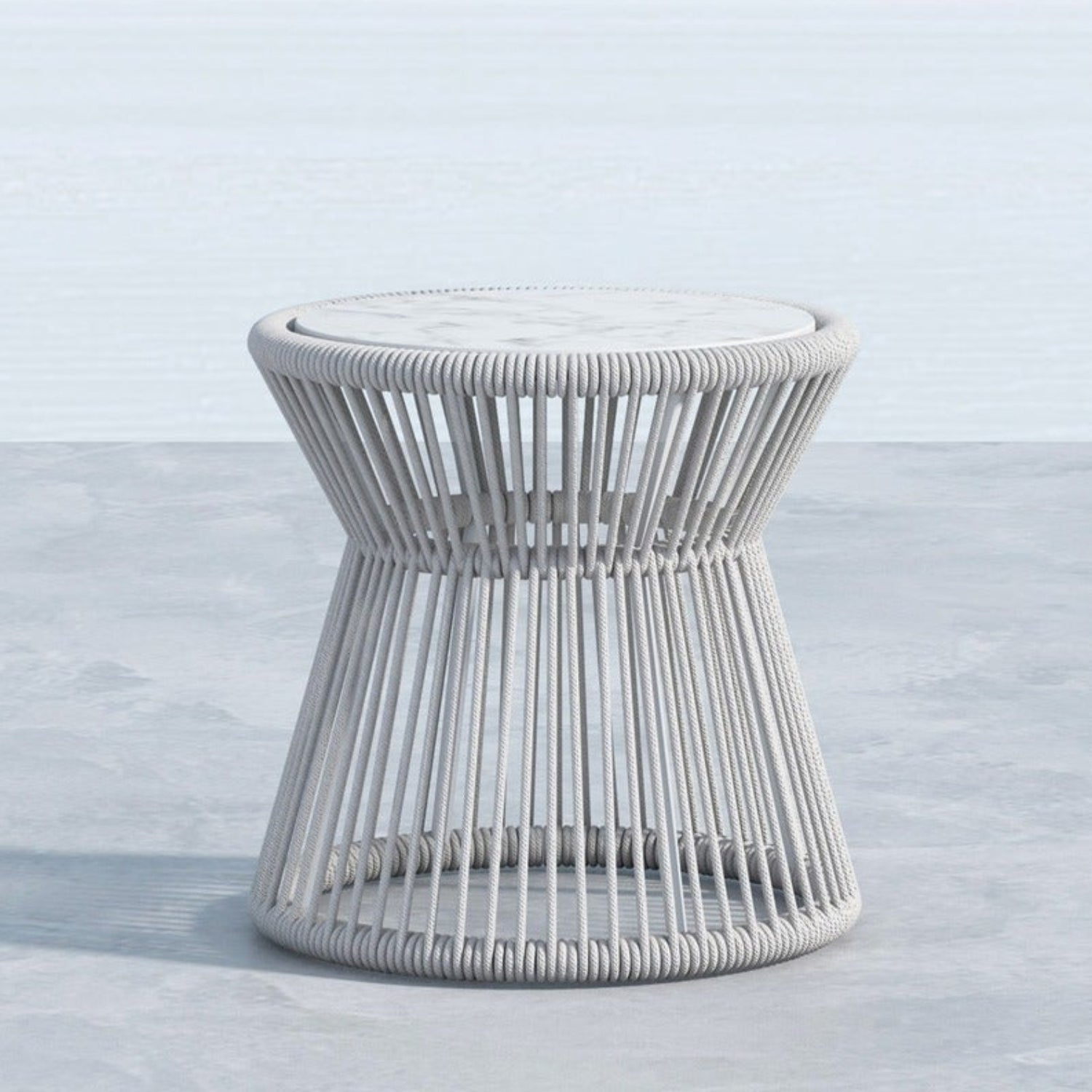 Sunset West Miami Honed Carrara Marble Top Outdoor End Table Set of 2