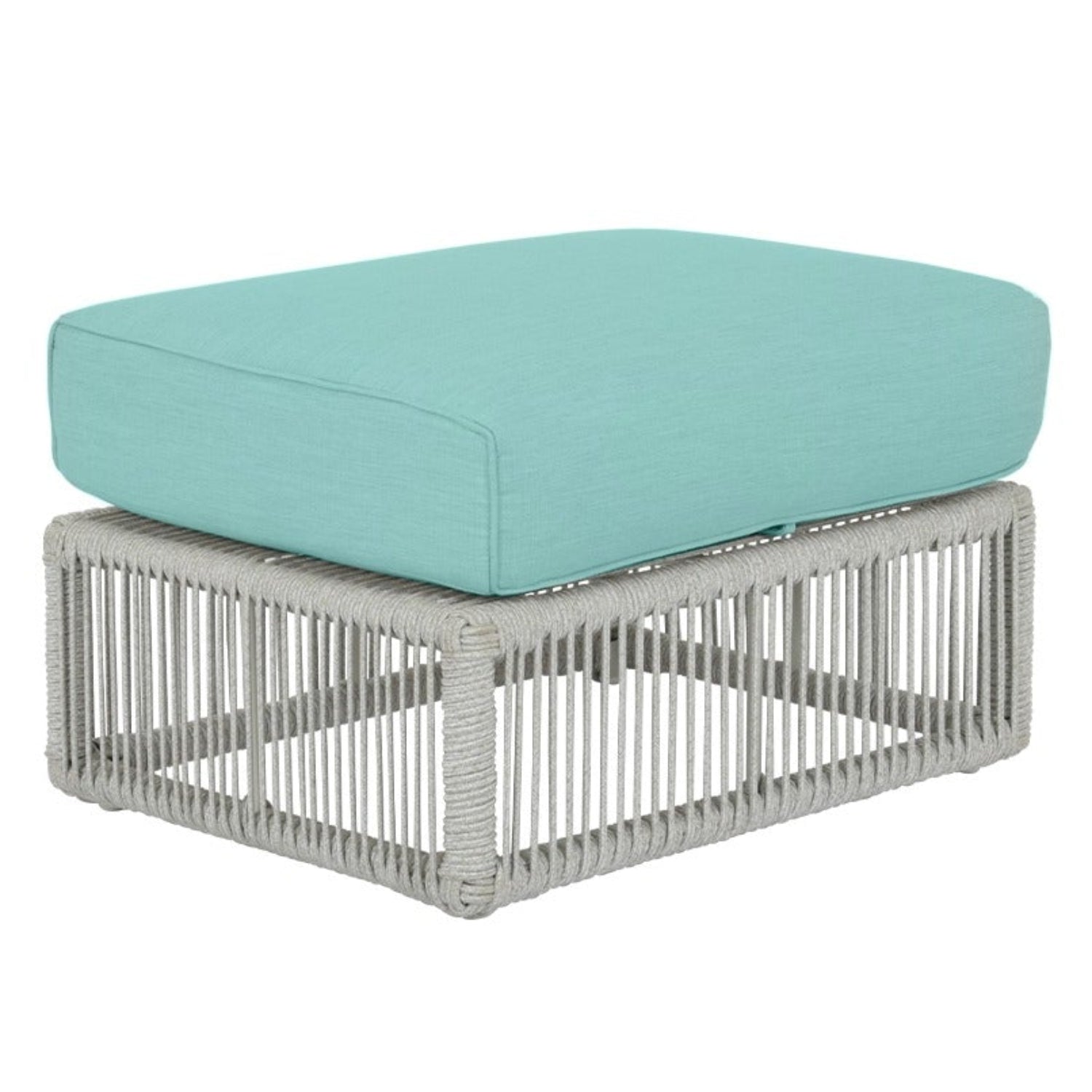 Sunset West Miami Dupione Celeste w/Self Welt Outdoor Ottoman
