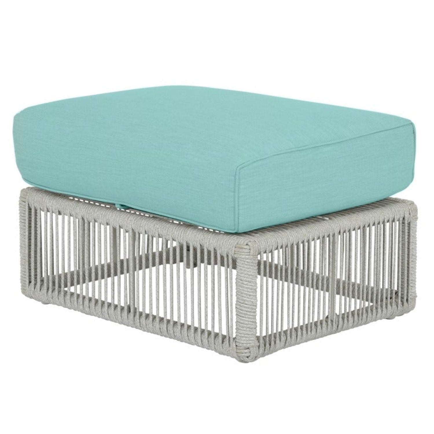 Sunset West Miami Dupione Celeste w/Self Welt Outdoor Ottoman