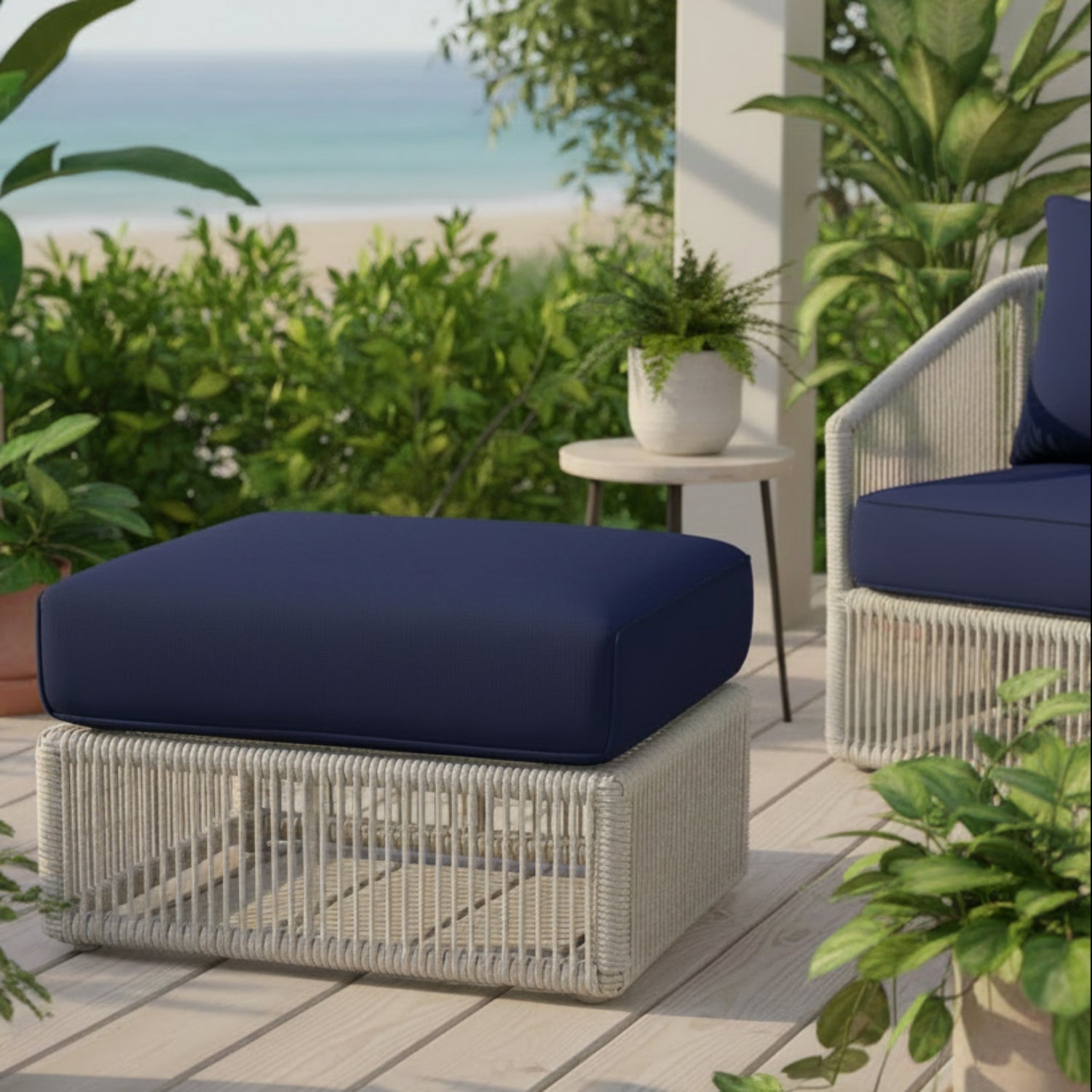 Sunset West Miami Echo Midnight w/Self Welt Outdoor Ottoman