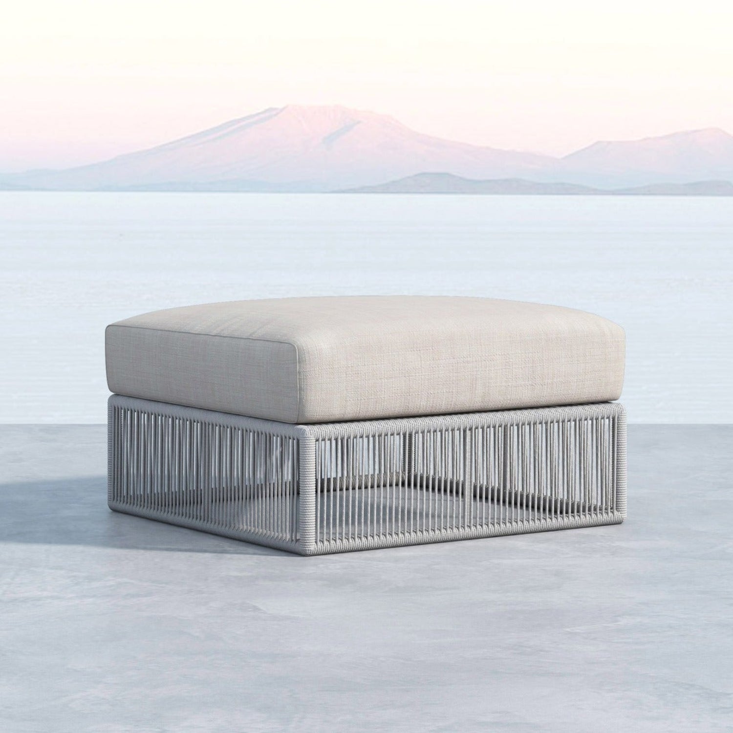 Sunset West Miami Echo Ash w/Self Welt Outdoor Ottoman