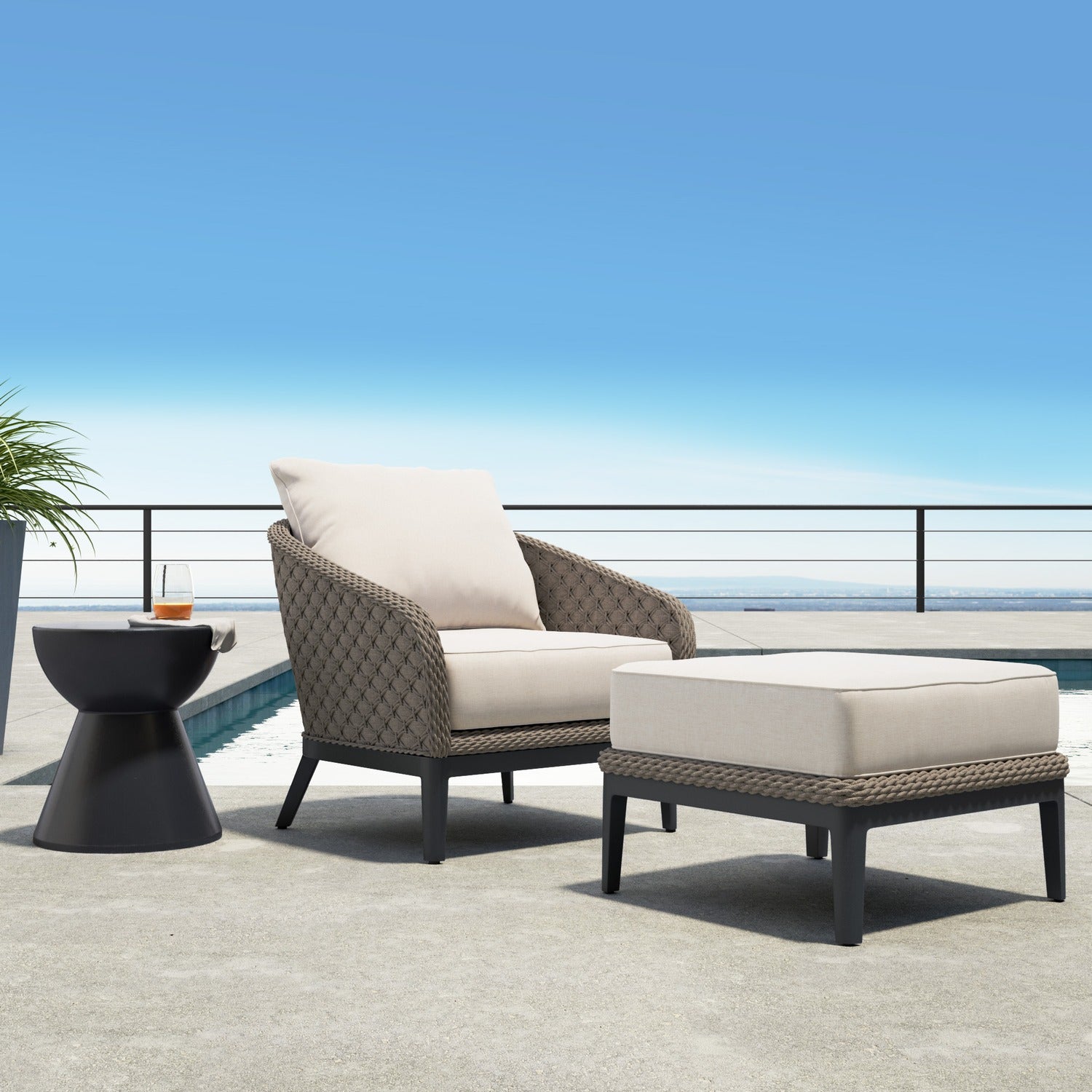 Sunset West Marbella Echo Ash w/Self Welt Outdoor Club Chair