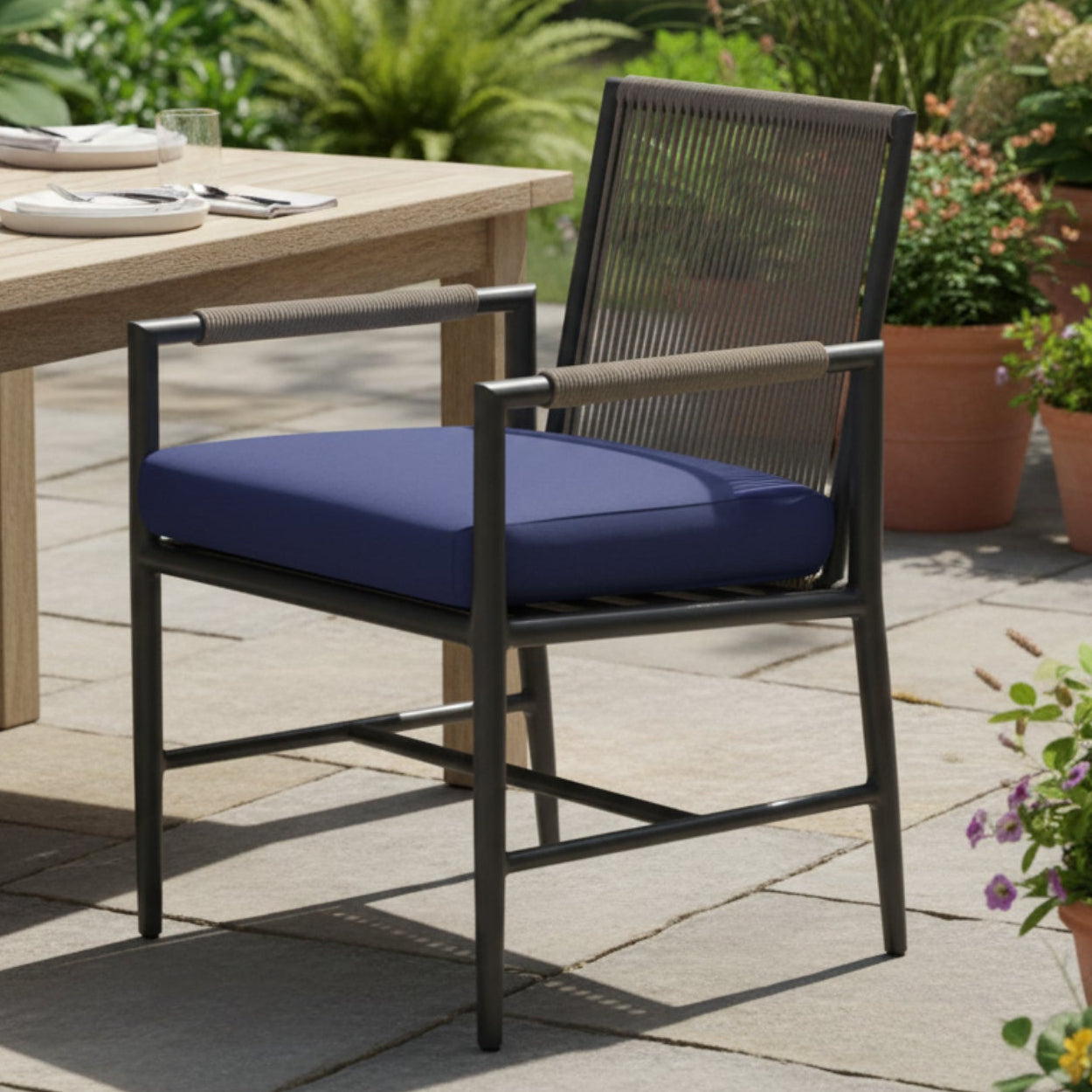 Sunset West Pietra Echo Midnight Outdoor Dining Chair Set of 2