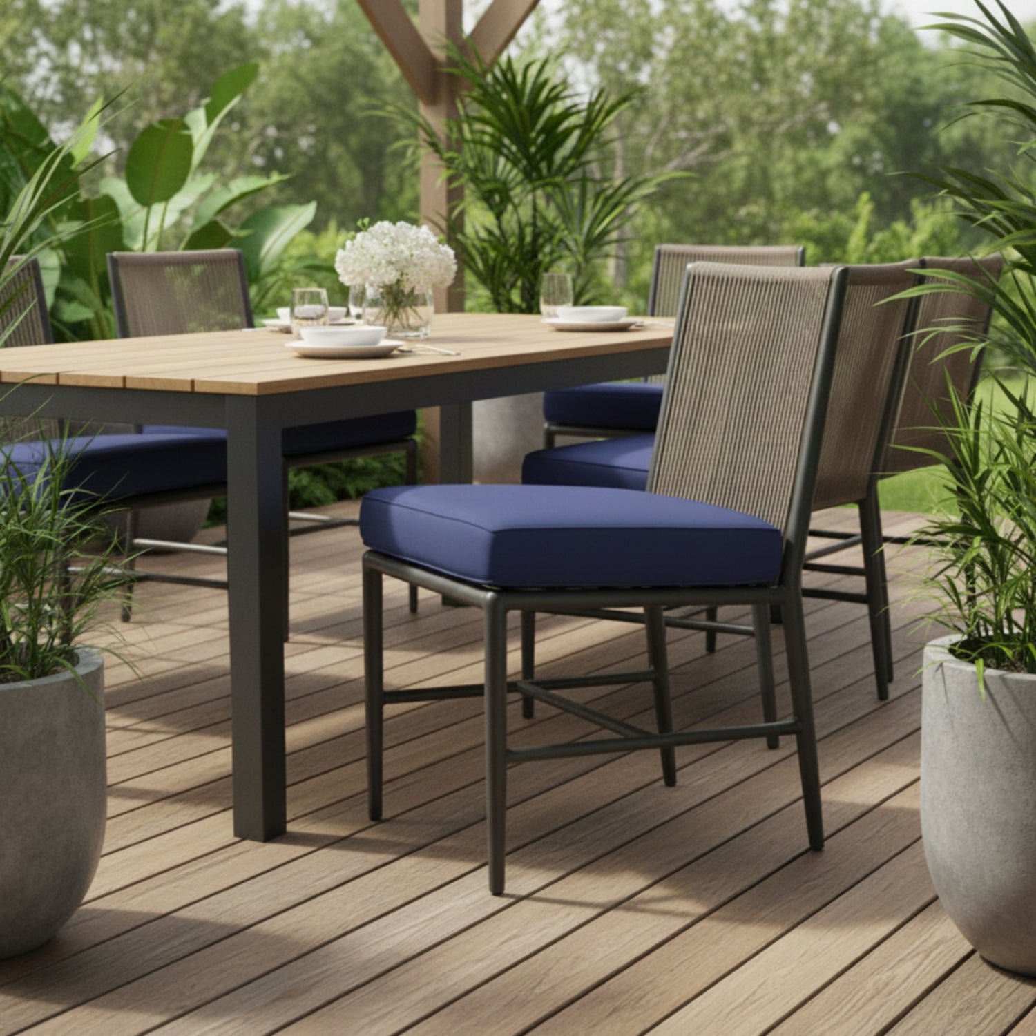 Sunset West Pietra Echo Midnight Outdoor Armless Dining Chair Set of 2