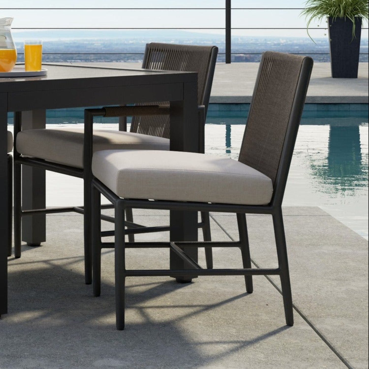 Sunset West Pietra Echo Ash Outdoor Armless Dining Chair Set of 2